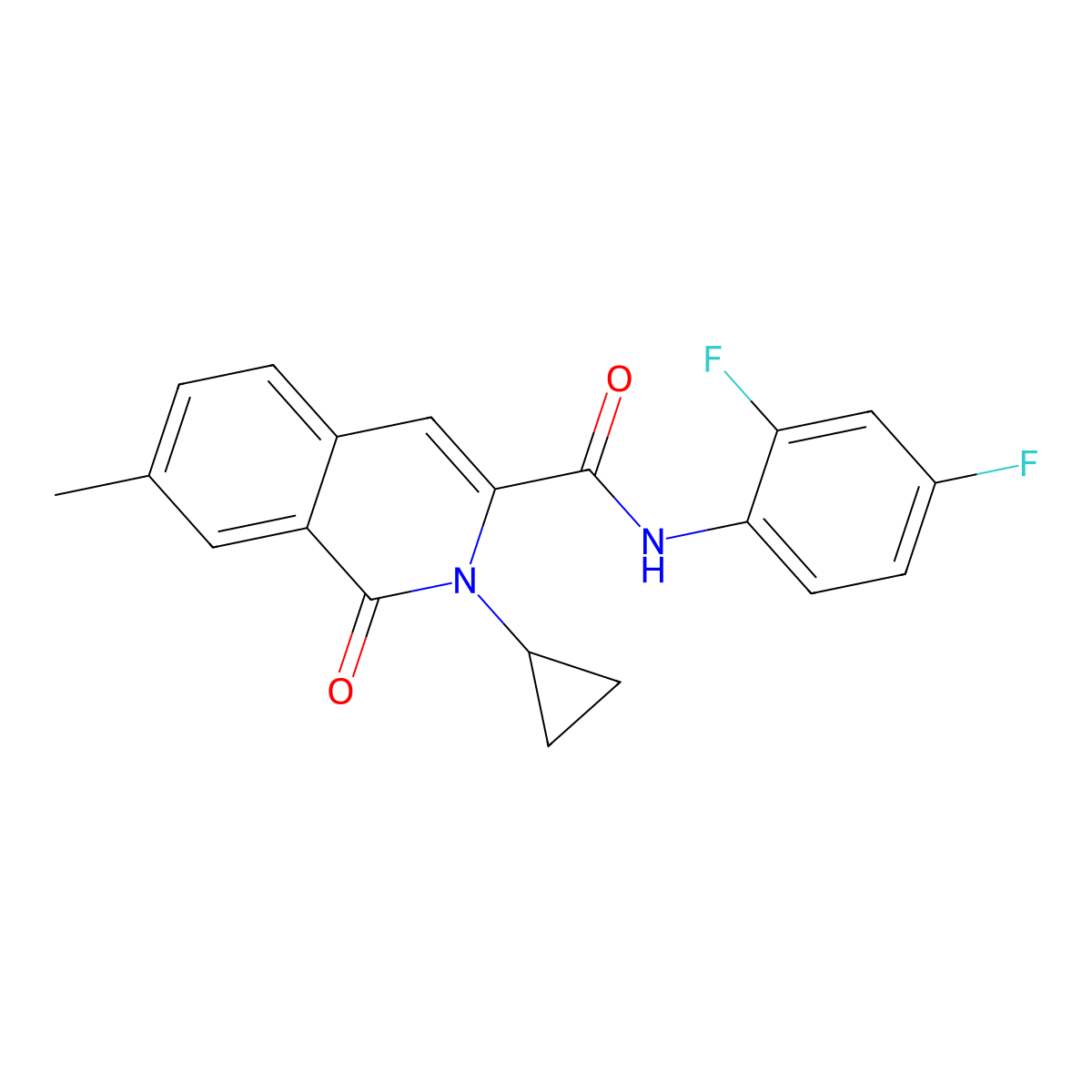 2-cyclopropyl-N-(2,4-difluorophenyl)-7-methyl-1-oxoisoquinoline-3-carboxamide molecular structure, CAS 3096532-99-6