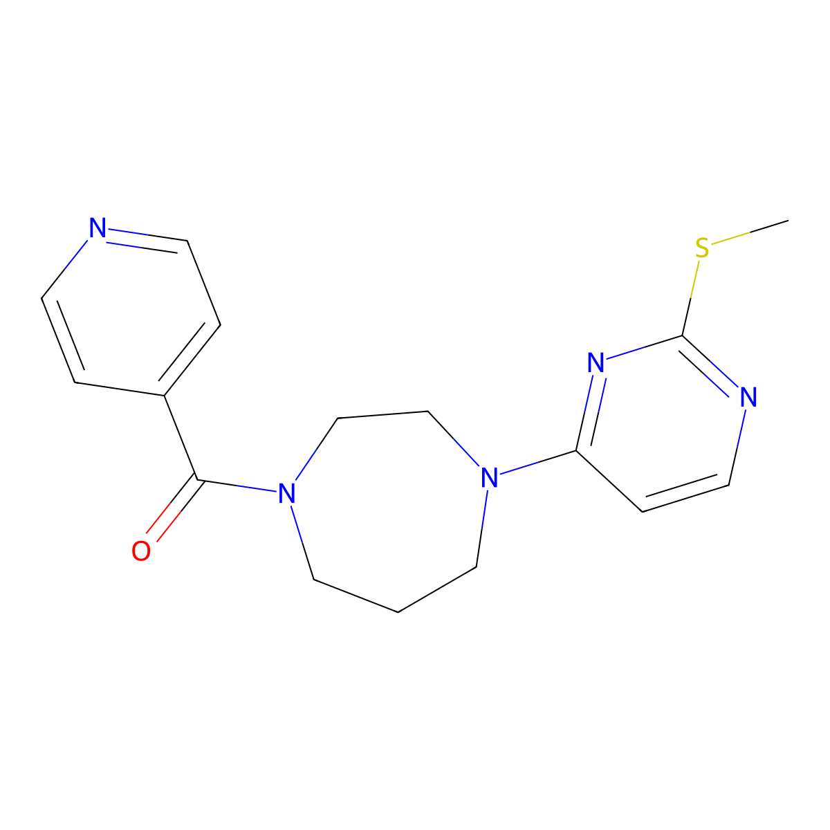 [4-(2-Methylsulfanylpyrimidin-4-yl)-1,4-diazepan-1-yl]-pyridin-4-ylmethanone molecular structure, CAS 3096534-76-5