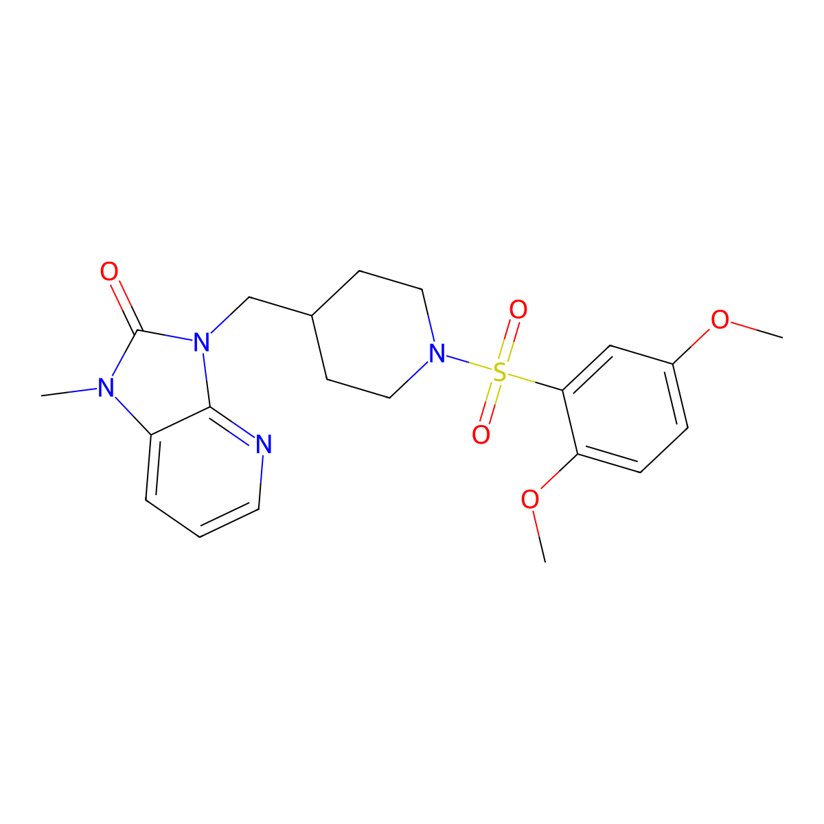 3-[[1-(2,5-Dimethoxyphenyl)sulfonylpiperidin-4-yl]methyl]-1-methylimidazo[4,5-b]pyridin-2-one molecular structure, CAS 3096535-87-1