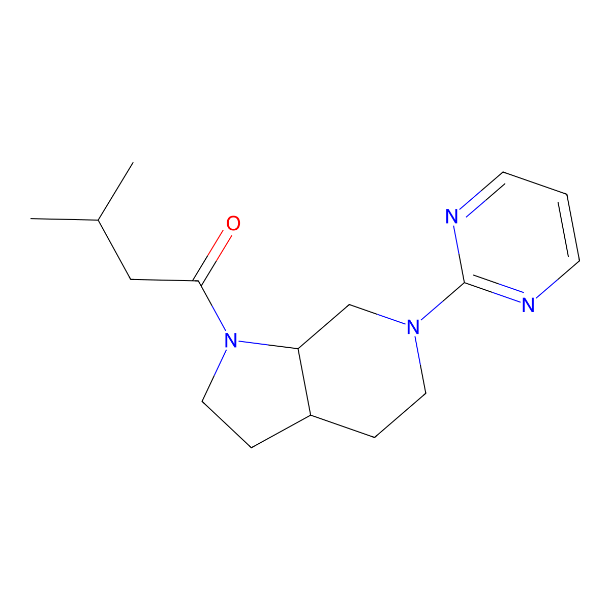 3-methyl-1-(6-pyrimidin-2-yl-3,3a,4,5,7,7a-hexahydro-2H-pyrrolo[2,3-c]pyridin-1-yl)butan-1-one molecular structure, CAS 3096541-38-4
