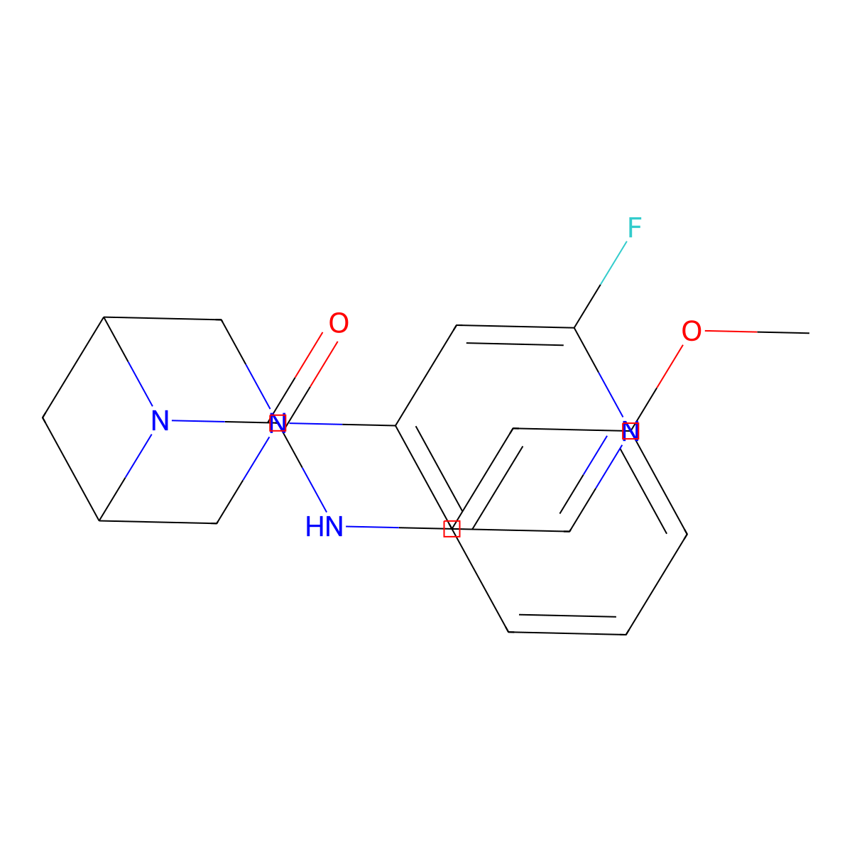 3-(2-fluoropyridin-4-yl)-N-(3-methoxyphenyl)-3,6-diazabicyclo[3.1.1]heptane-6-carboxamide molecular structure, CAS 3096552-65-4
