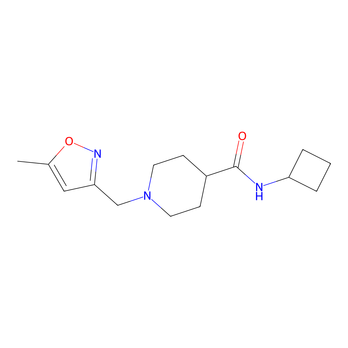 N-cyclobutyl-1-[(5-methyl-1,2-oxazol-3-yl)methyl]piperidine-4-carboxamide molecular structure, CAS 3096563-40-2