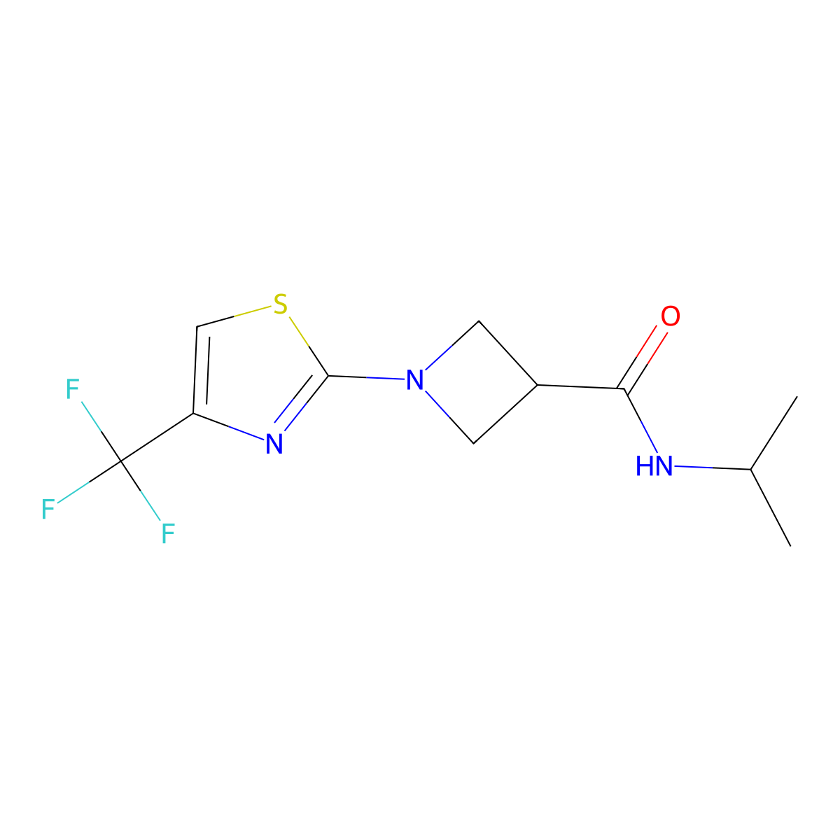 N-propan-2-yl-1-[4-(trifluoromethyl)-1,3-thiazol-2-yl]azetidine-3-carboxamide molecular structure, CAS 3096581-18-6