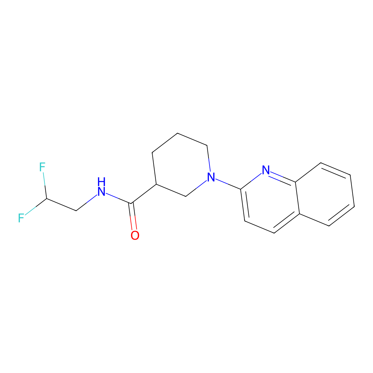 N-(2,2-difluoroethyl)-1-quinolin-2-ylpiperidine-3-carboxamide molecular structure, CAS 3096582-23-6