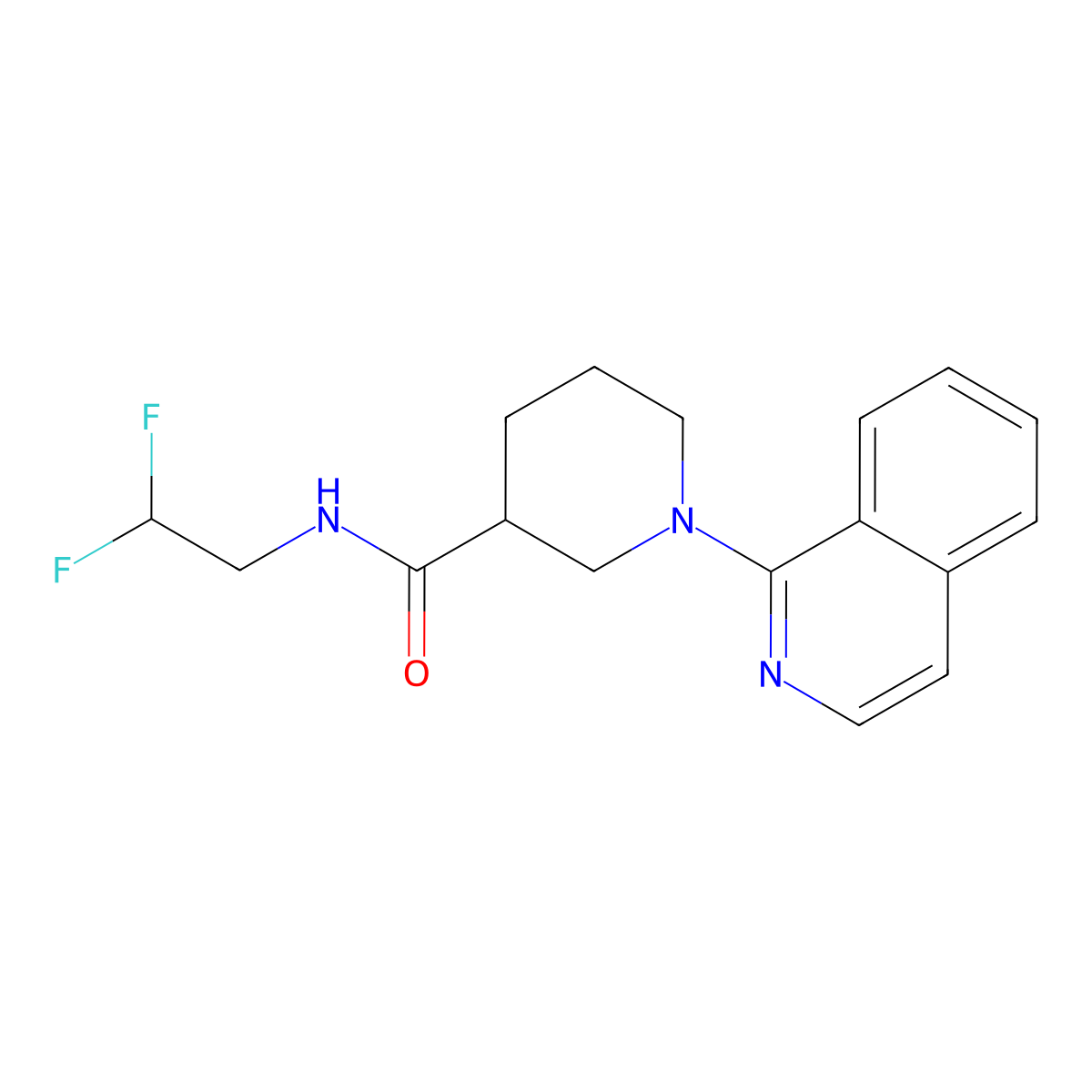 N-(2,2-difluoroethyl)-1-isoquinolin-1-ylpiperidine-3-carboxamide molecular structure, CAS 3096585-11-1