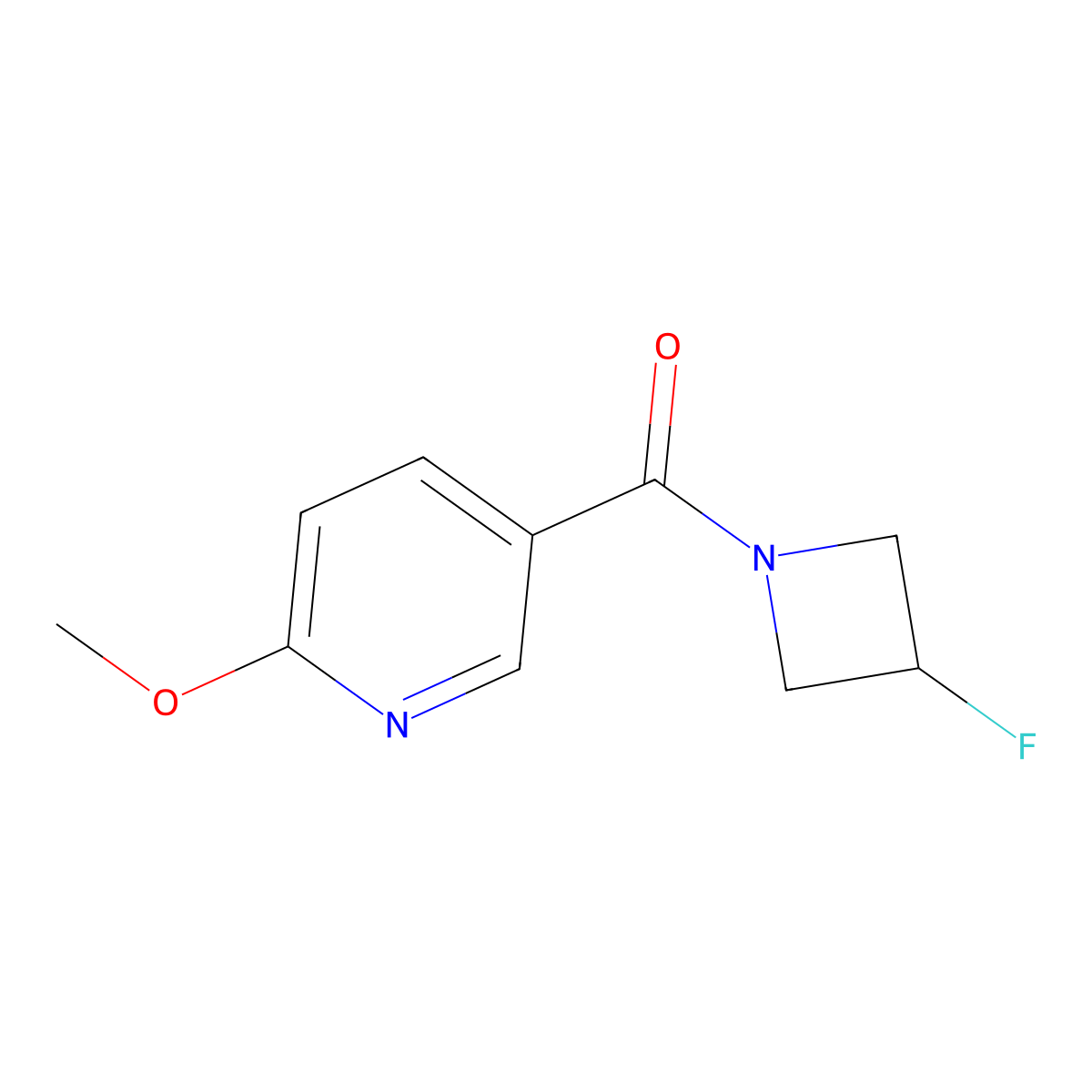 (3-Fluoroazetidin-1-yl)-(6-methoxypyridin-3-yl)methanone molecular structure, CAS 3096585-76-8