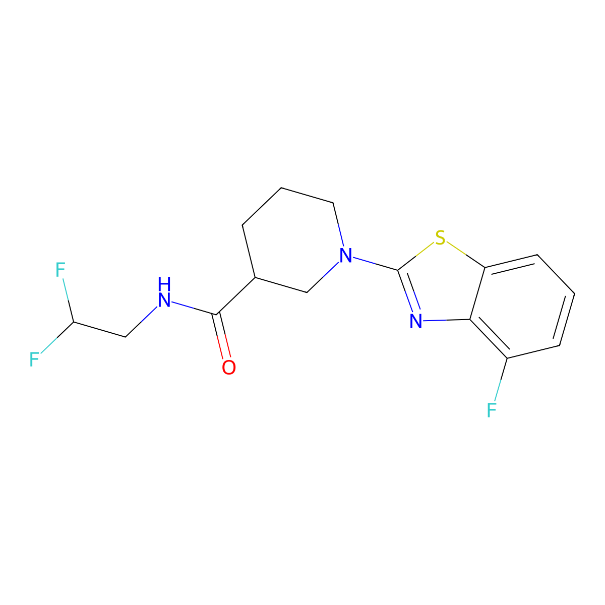 N-(2,2-difluoroethyl)-1-(4-fluoro-1,3-benzothiazol-2-yl)piperidine-3-carboxamide molecular structure, CAS 3096594-24-7