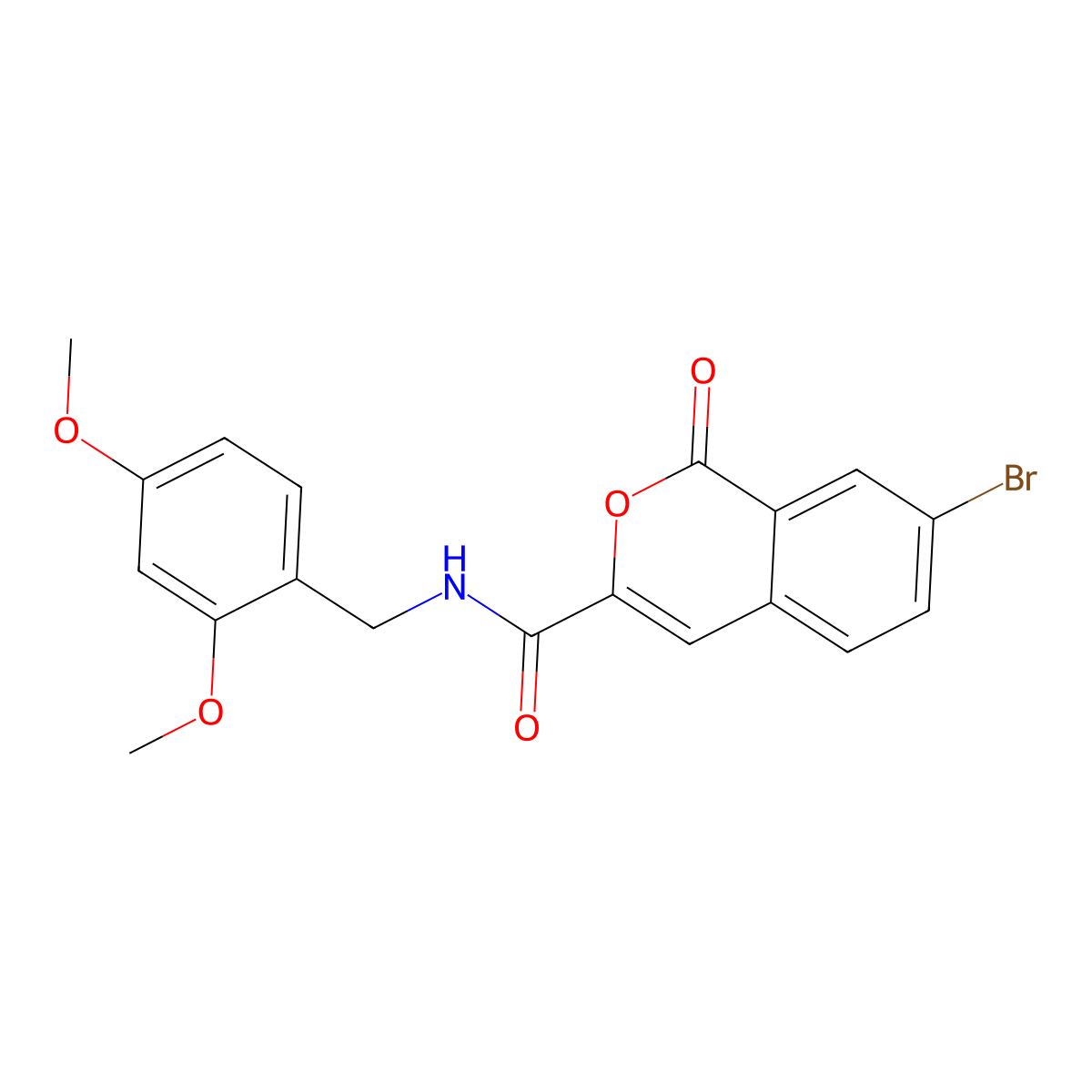 7-bromo-N-[(2,4-dimethoxyphenyl)methyl]-1-oxoisochromene-3-carboxamide molecular structure, CAS 3096599-76-4