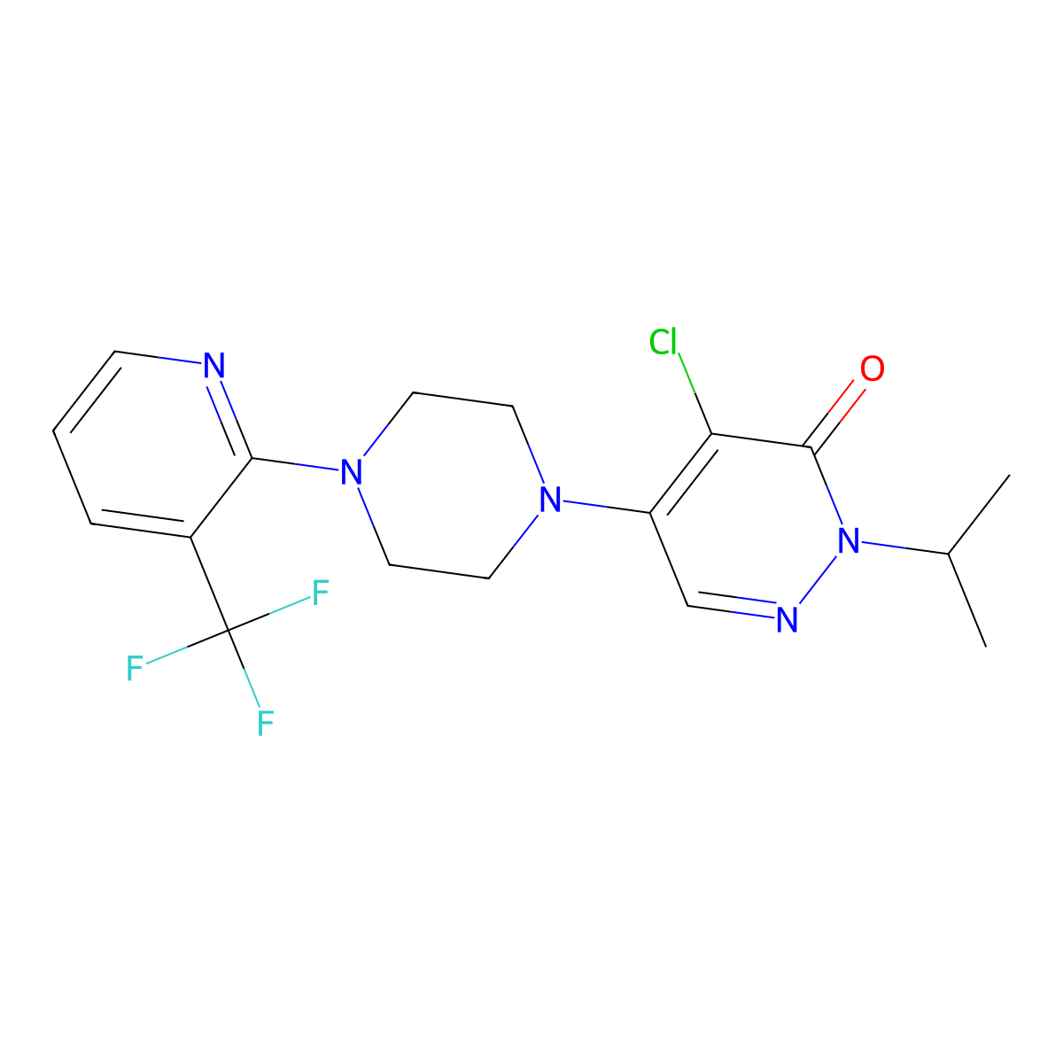 4-Chloro-2-propan-2-yl-5-[4-[3-(trifluoromethyl)pyridin-2-yl]piperazin-1-yl]pyridazin-3-one molecular structure, CAS 3096603-40-3