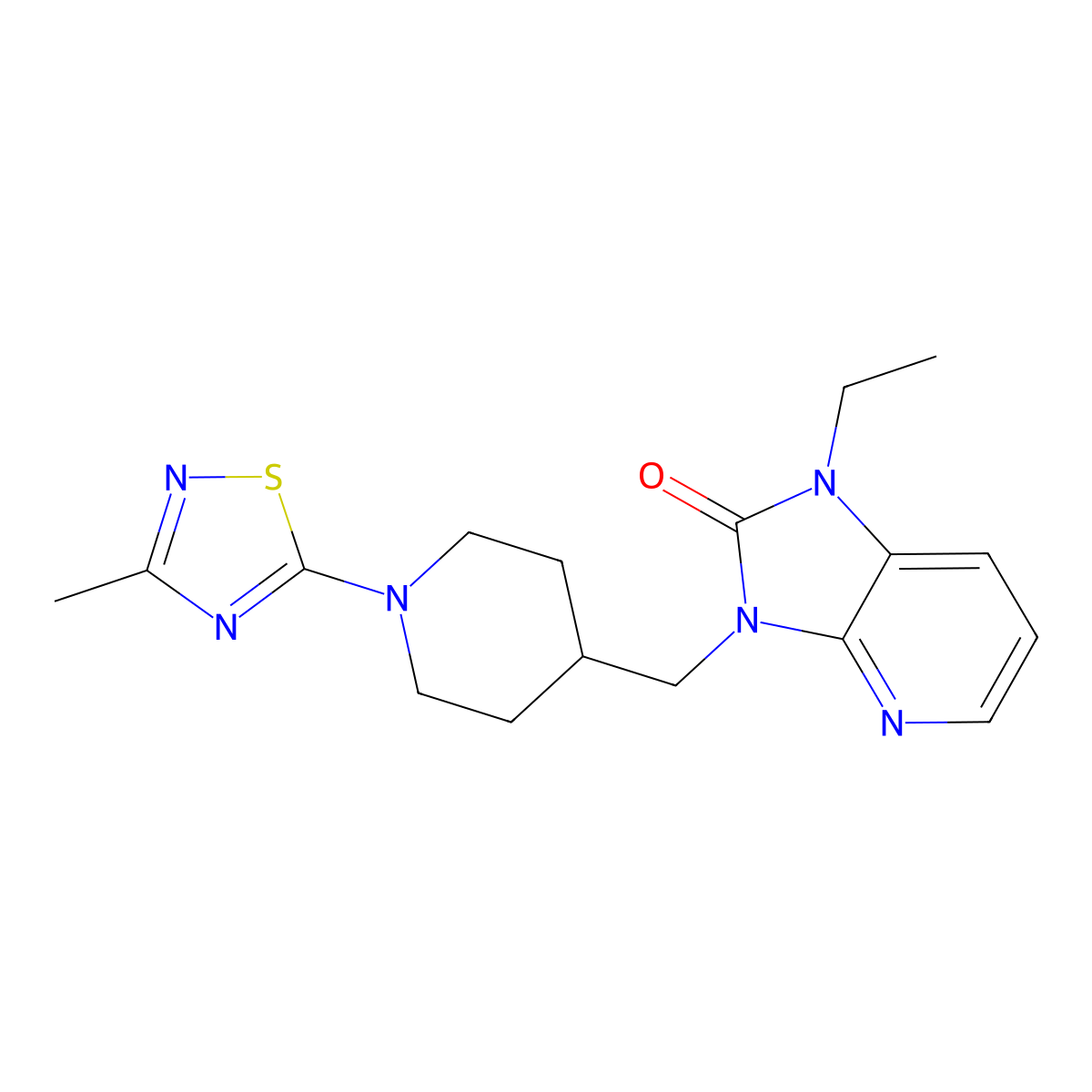 1-Ethyl-3-[[1-(3-methyl-1,2,4-thiadiazol-5-yl)piperidin-4-yl]methyl]imidazo[4,5-b]pyridin-2-one molecular structure, CAS 3096604-08-6