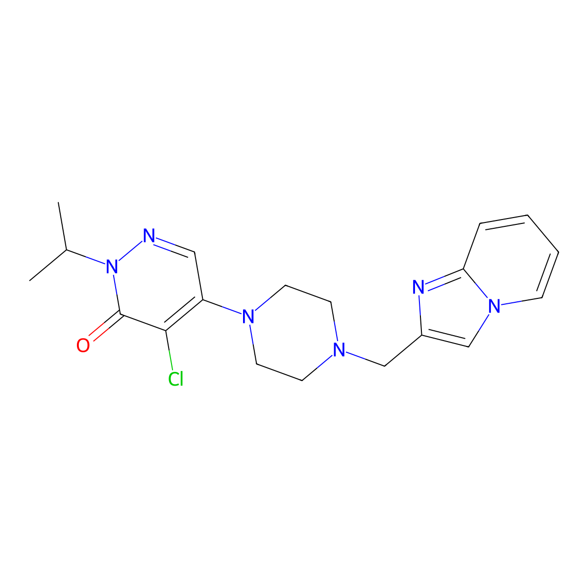4-Chloro-5-[4-(imidazo[1,2-a]pyridin-2-ylmethyl)piperazin-1-yl]-2-propan-2-ylpyridazin-3-one molecular structure, CAS 3096606-98-0