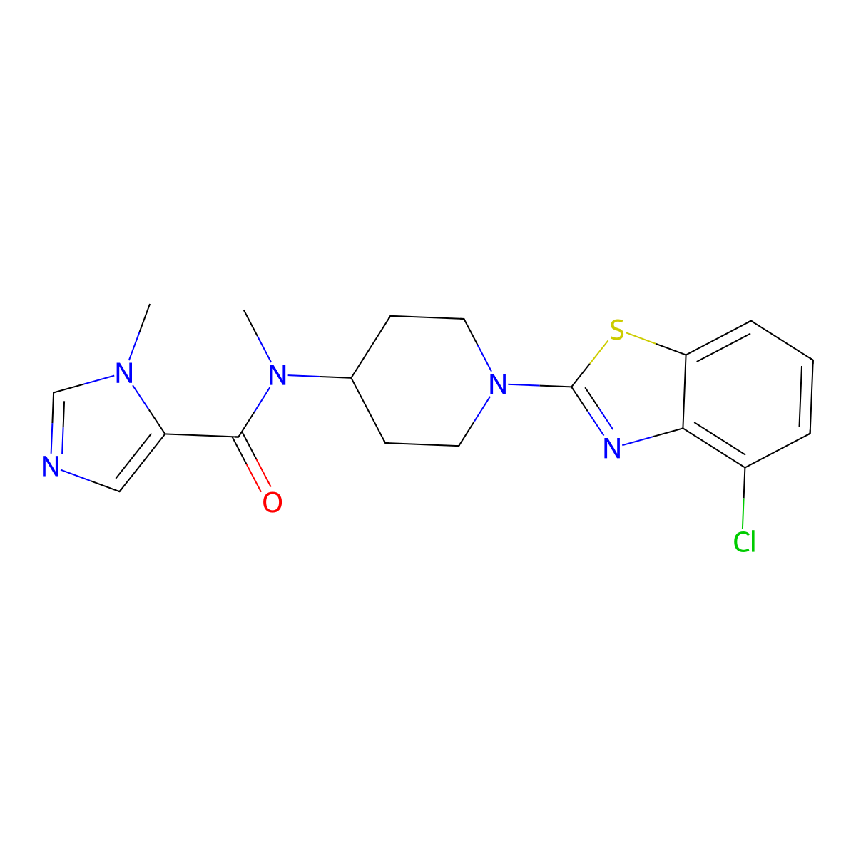 N-[1-(4-chloro-1,3-benzothiazol-2-yl)piperidin-4-yl]-N,3-dimethylimidazole-4-carboxamide molecular structure, CAS 3096643-90-9