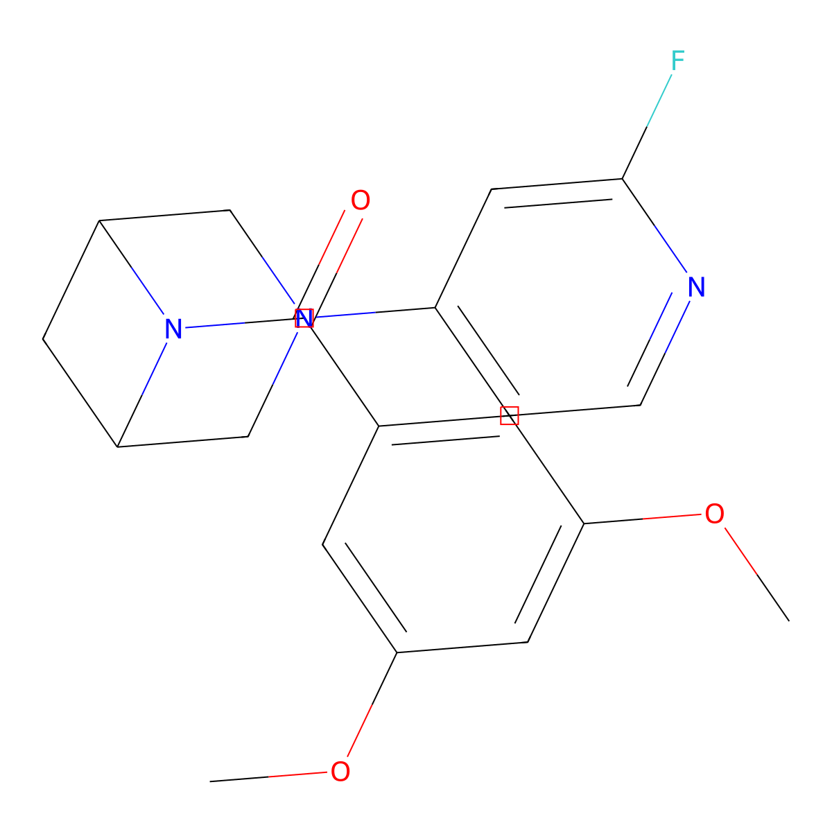 (3,5-Dimethoxyphenyl)-[3-(2-fluoropyridin-4-yl)-3,6-diazabicyclo[3.1.1]heptan-6-yl]methanone molecular structure, CAS 3096649-75-8