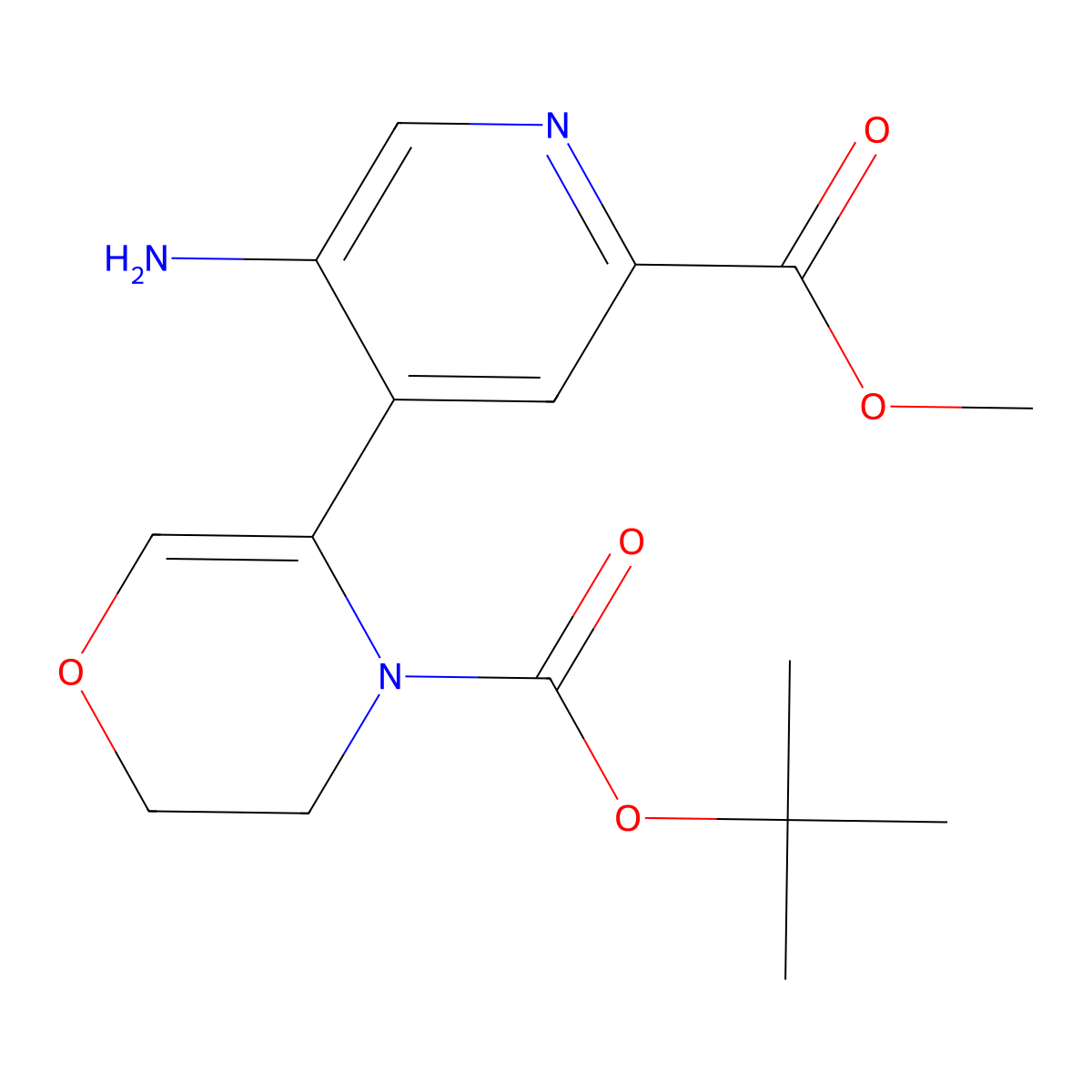 tert-Butyl 5-(5-amino-2-(methoxycarbonyl)pyridin-4-yl)-2,3-dihydro-4H-1,4-oxazine-4-carboxylate molecular structure, CAS 3096706-59-8