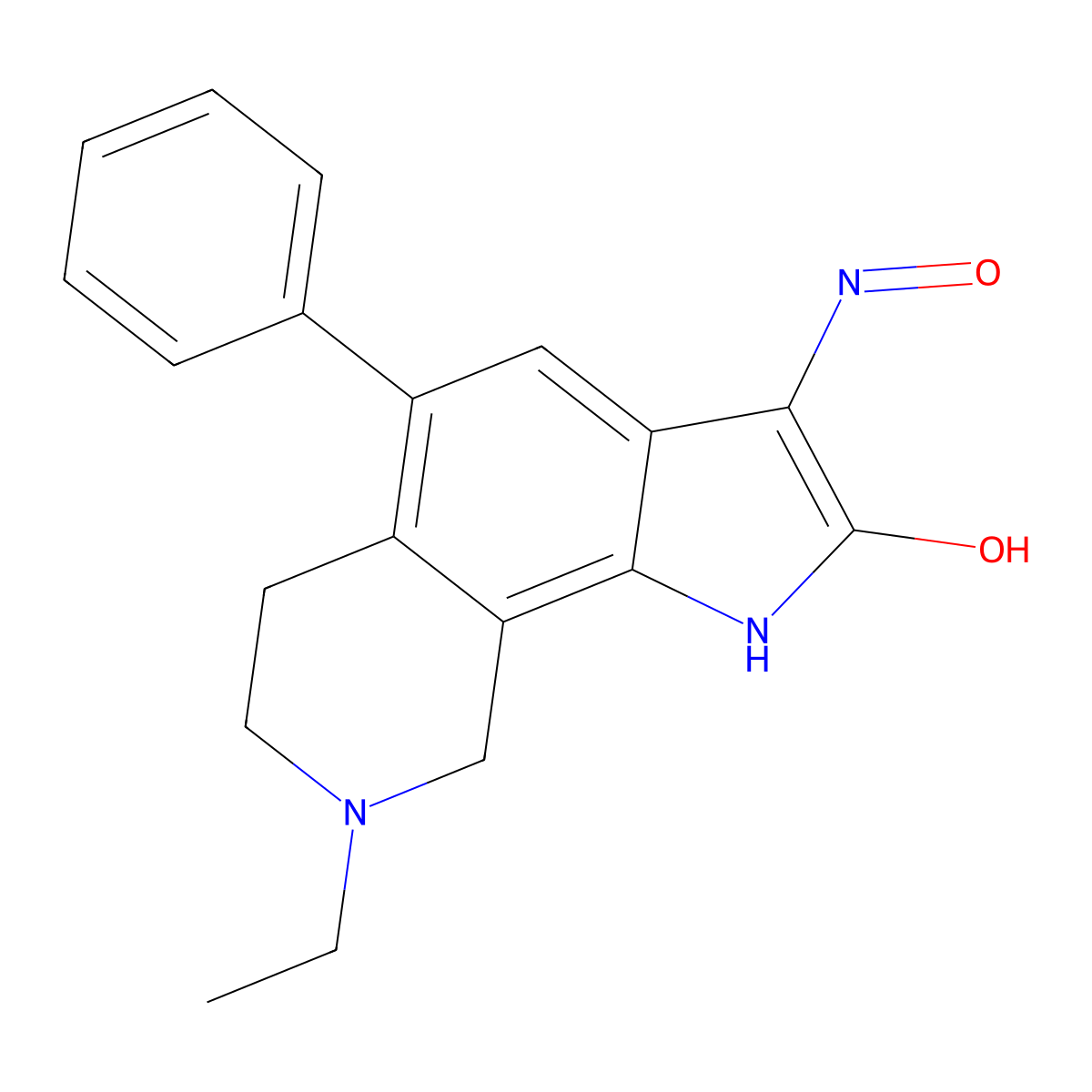 8-Ethyl-3-(hydroxyimino)-5-phenyl-1,3,6,7,8,9-hexahydro-2H-pyrrolo[3,2-h]isoquinolin-2-one molecular structure, CAS 309711-59-9