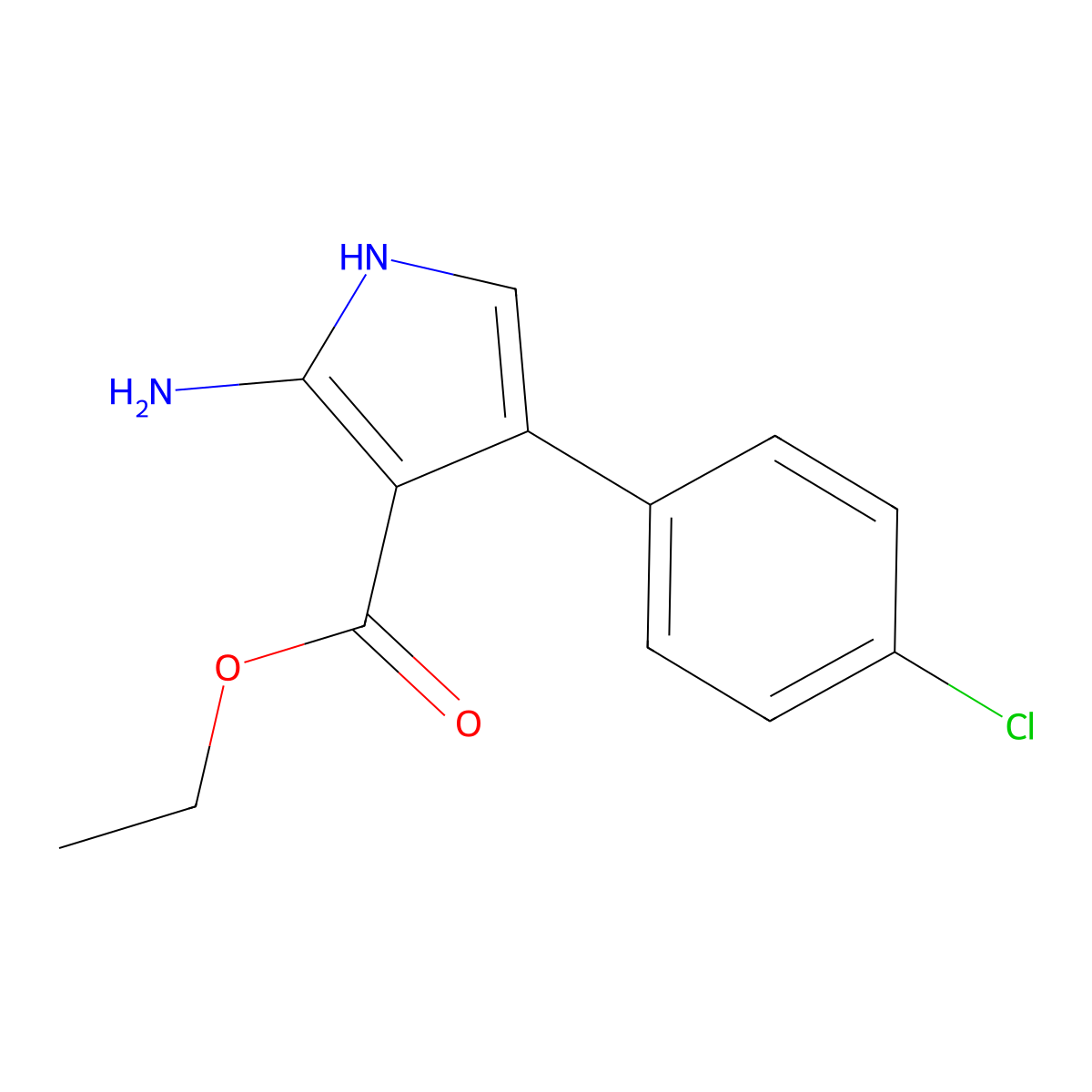 ethyl 2-amino-4-(4-chlorophenyl)-1H-pyrrole-3-carboxylate molecular structure, CAS 309713-15-3