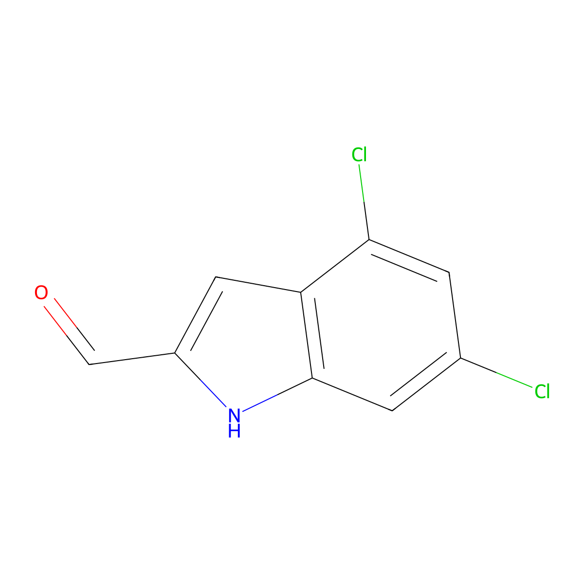 4,6-dichloro-1H-indole-2-carbaldehyde molecular structure, CAS 309718-04-5