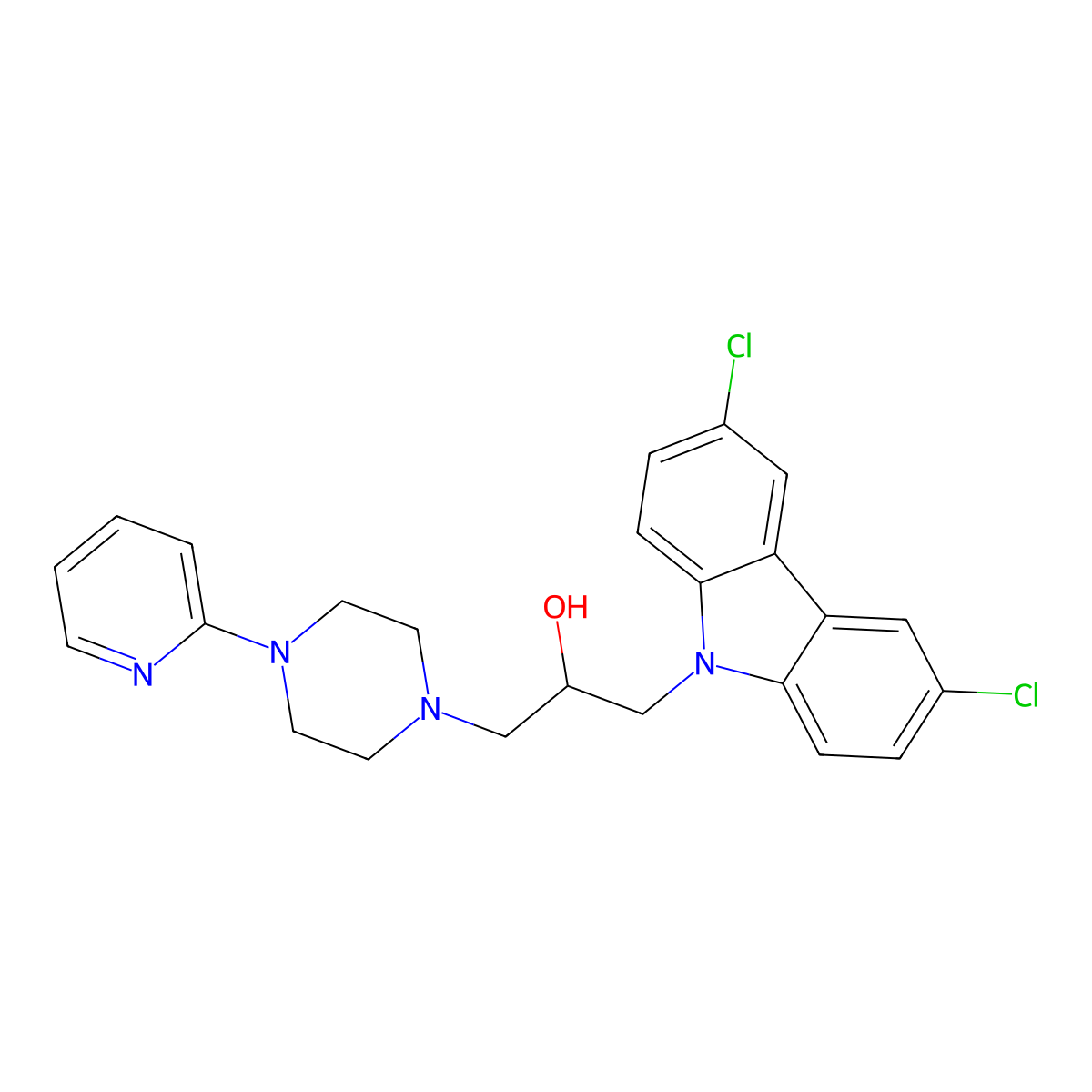 1-(3,6-Dichloro-carbazol-9-yl)-3-(4-pyridin-2-yl-piperazin-1-yl)-propan-2-ol molecular structure, CAS 309719-21-9