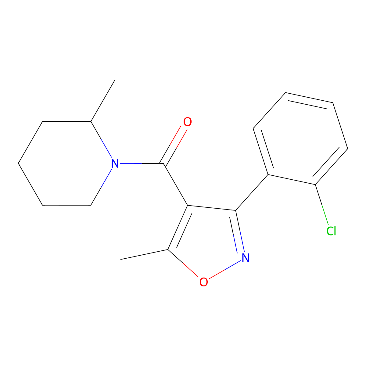 [3-(2-Chlorophenyl)-5-methyl-1,2-oxazol-4-yl]-(2-methylpiperidin-1-yl)methanone molecular structure, CAS 309719-38-8