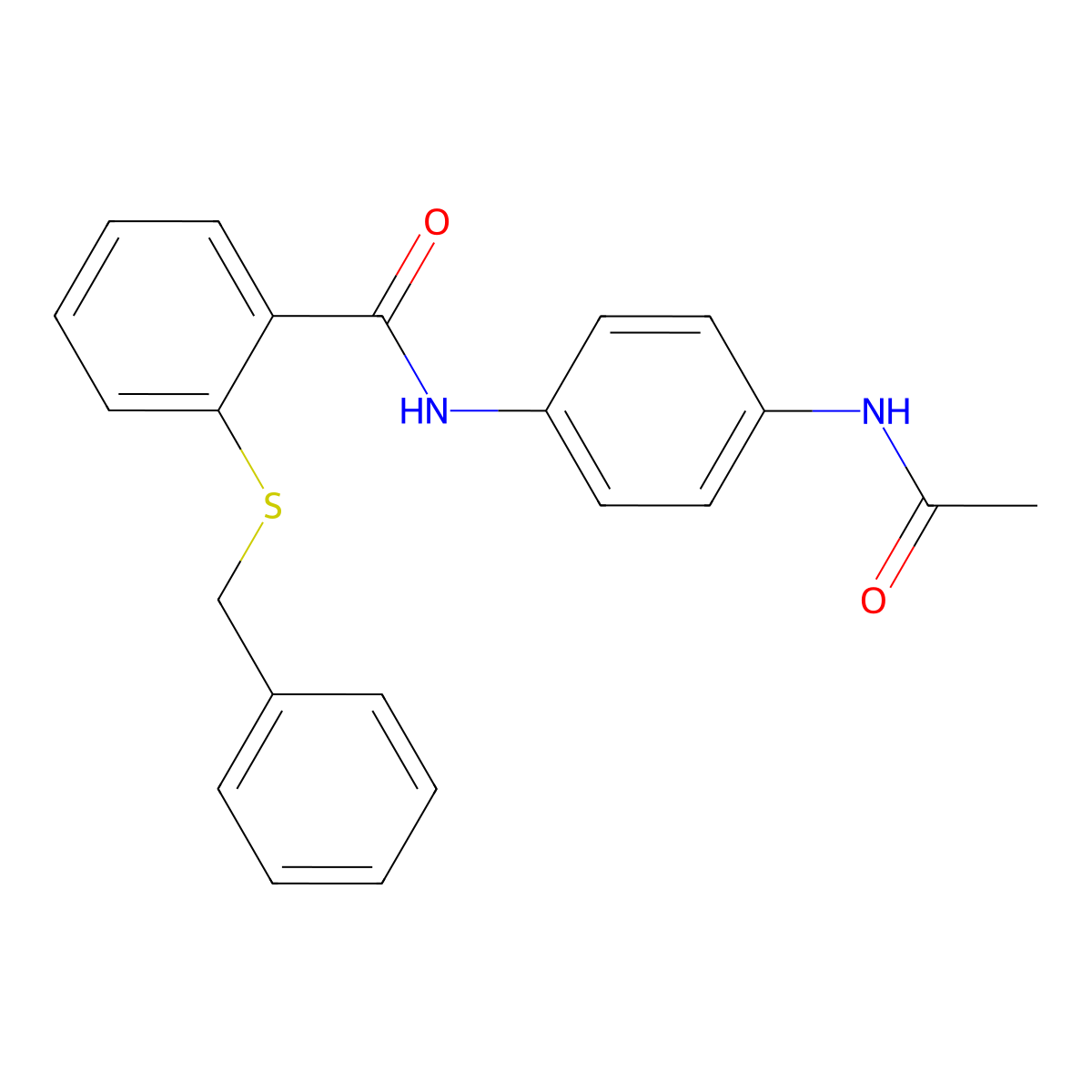 N-(4-acetamidophenyl)-2-benzylsulfanylbenzamide molecular structure, CAS 309719-50-4