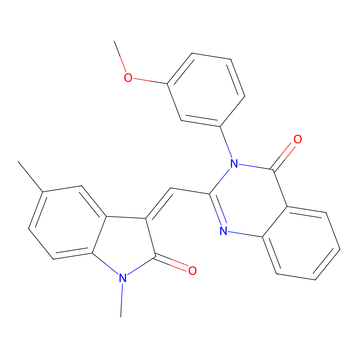 2-[(1,2-Dihydro-1,5-dimethyl-2-oxo-3H-indol-3-ylidene)methyl]-3-(3-methoxyphenyl)-4(3H)-quinazolinone molecular structure, CAS 309720-05-6