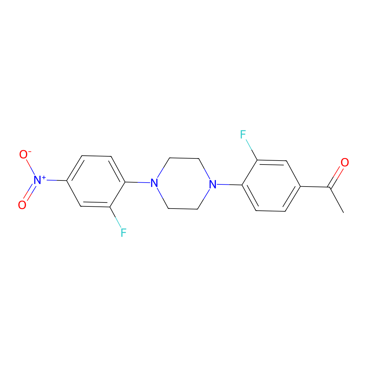 1-[3-Fluoro-4-[4-(2-fluoro-4-nitrophenyl)piperazin-1-yl]phenyl]ethanone molecular structure, CAS 309720-68-1
