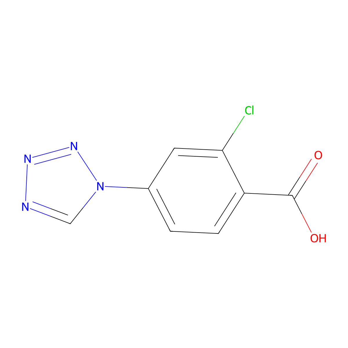 2-chloro-4-(1H-1,2,3,4-tetrazol-1-yl)benzoic acid molecular structure, CAS 309720-72-7