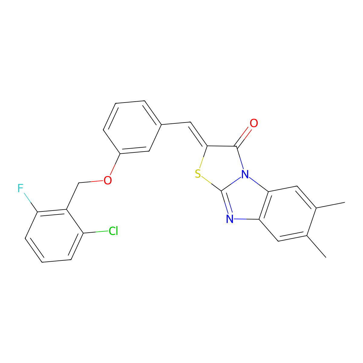 2-[[3-[(2-Chloro-6-fluorophenyl)methoxy]phenyl]methylene]-6,7-dimethylthiazolo[3,2-a]benzimidazol-3(2H)-one molecular structure, CAS 309720-73-8