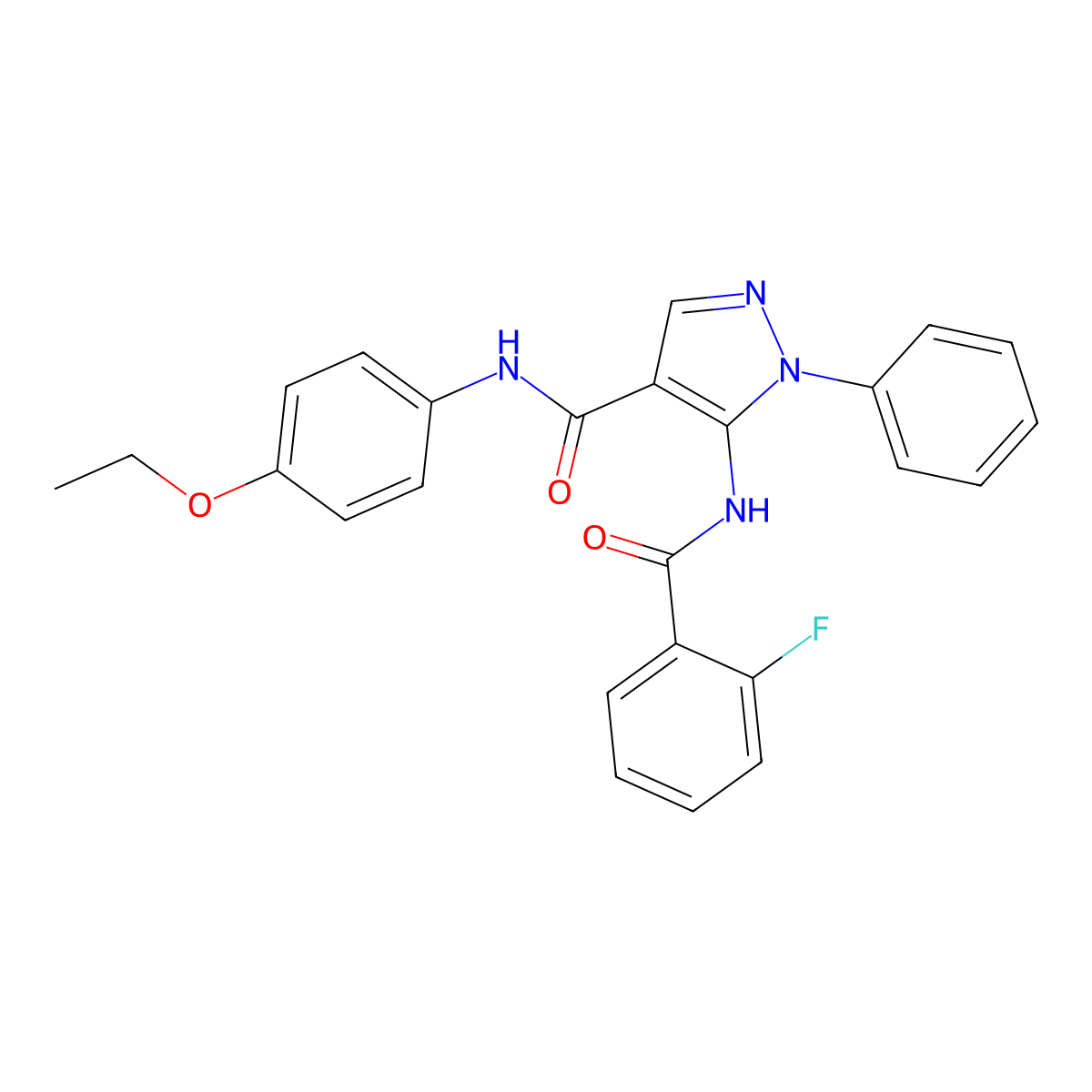 N-(4-ethoxyphenyl)-5-[(2-fluorobenzoyl)amino]-1-phenyl-1H-pyrazole-4-carboxamide molecular structure, CAS 309721-03-7