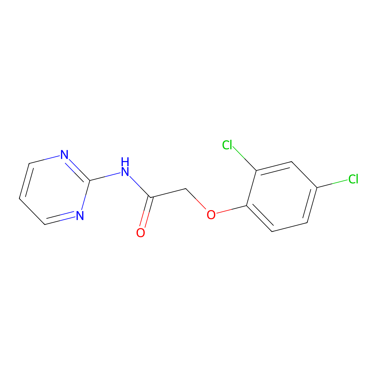 2-(2,4-dichlorophenoxy)-N-pyrimidin-2-ylacetamide molecular structure, CAS 309721-08-2