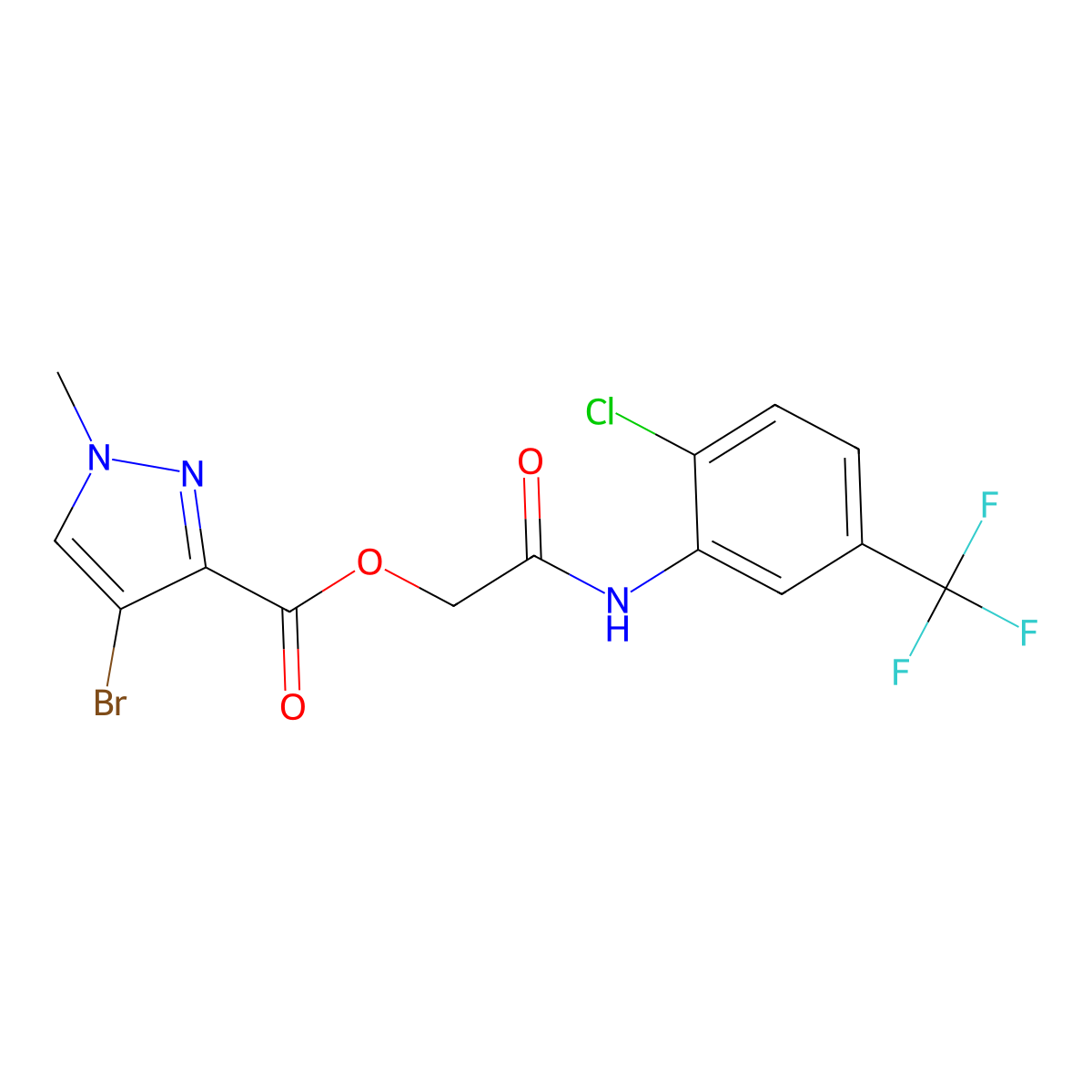 2-((2-chloro-5-(trifluoromethyl)phenyl)amino)-2-oxoethyl 4-bromo-1-methyl-1H-pyrazole-3-carboxylate molecular structure, CAS 309724-43-4