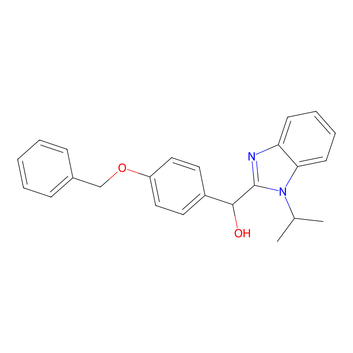 (4-Phenylmethoxyphenyl)-(1-propan-2-ylbenzimidazol-2-yl)methanol molecular structure, CAS 309724-63-8