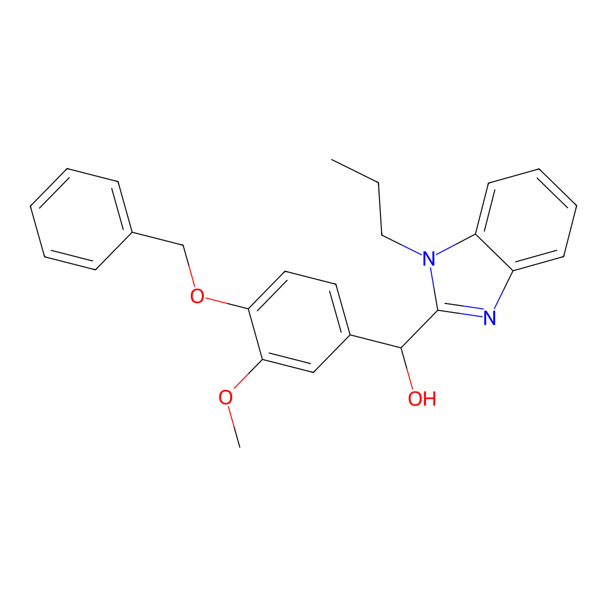 (3-Methoxy-4-phenylmethoxyphenyl)-(1-propylbenzimidazol-2-yl)methanol molecular structure, CAS 309724-65-0