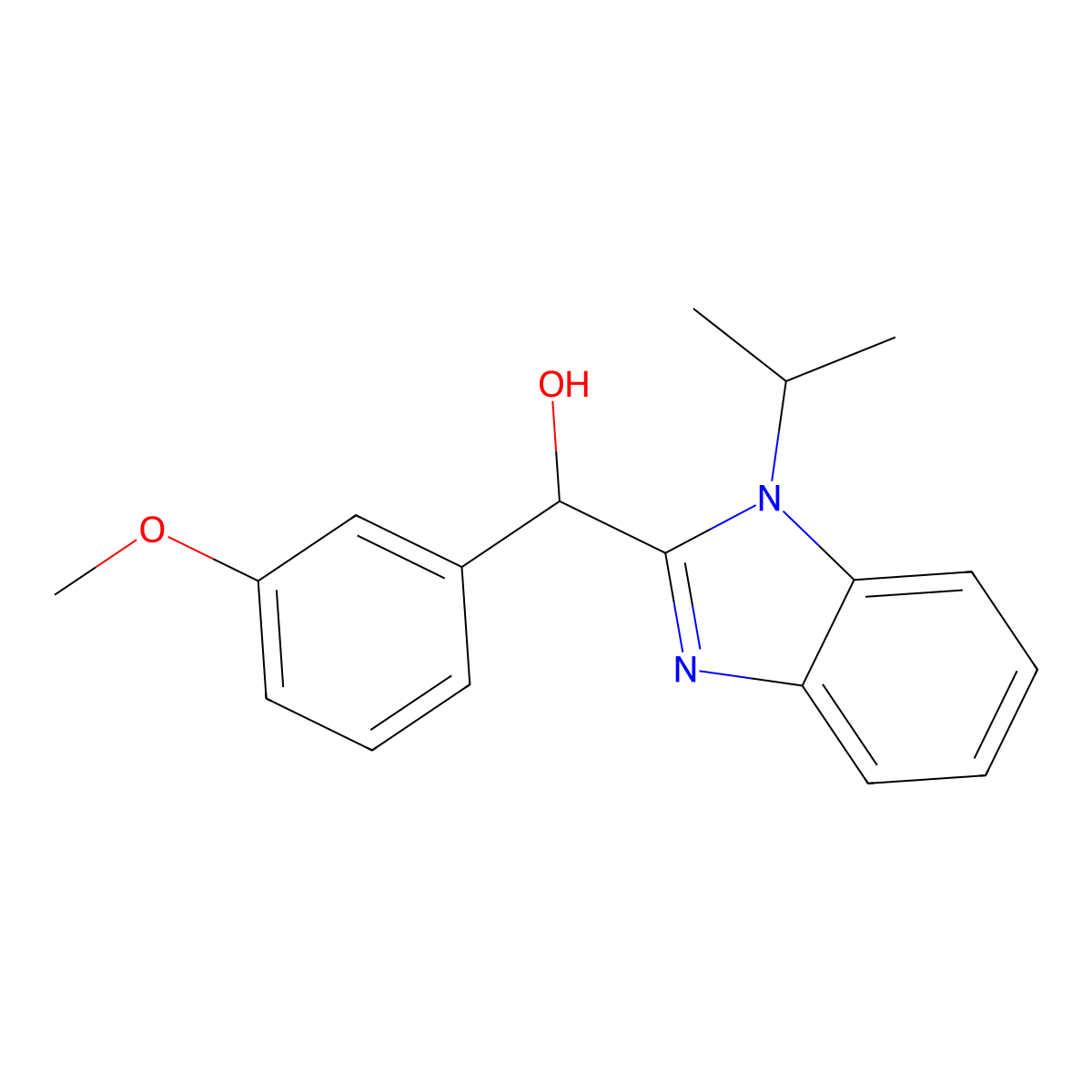 (3-Methoxyphenyl)-(1-propan-2-ylbenzimidazol-2-yl)methanol molecular structure, CAS 309724-71-8
