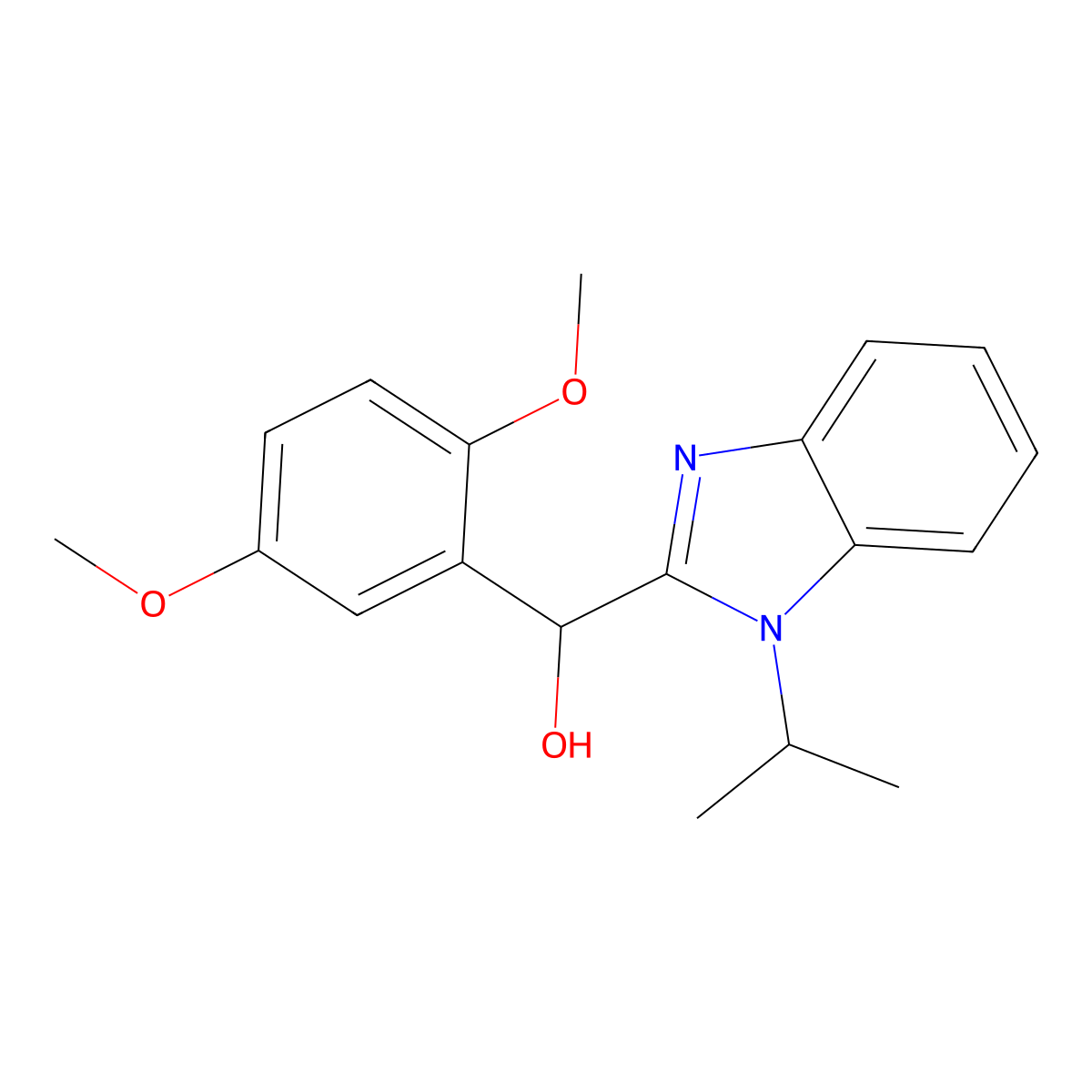 (2,5-Dimethoxyphenyl)(1-isopropyl-1H-benzimidazol-2-yl)methanol molecular structure, CAS 309724-77-4