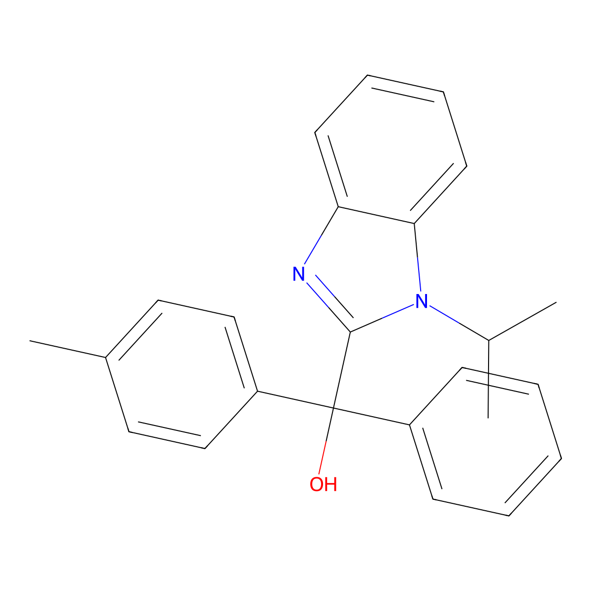 (4-Methylphenyl)-phenyl-(1-propan-2-ylbenzimidazol-2-yl)methanol molecular structure, CAS 309724-78-5