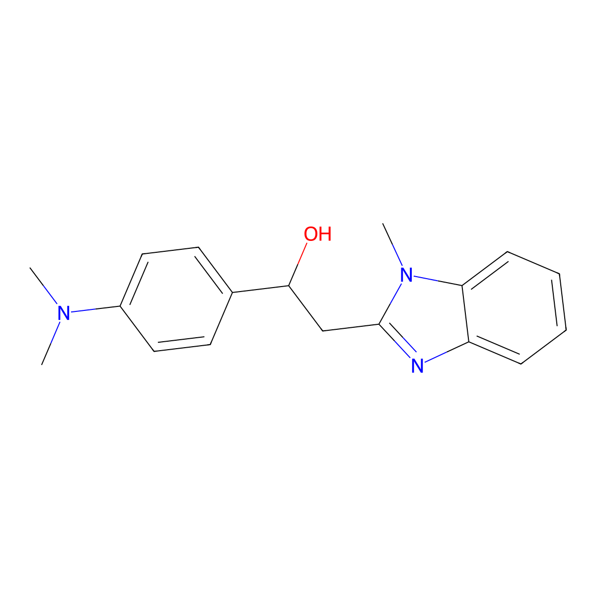 1-[4-(Dimethylamino)phenyl]-2-(1-methyl-1H-benzimidazol-2-yl)ethanol molecular structure, CAS 309724-80-9