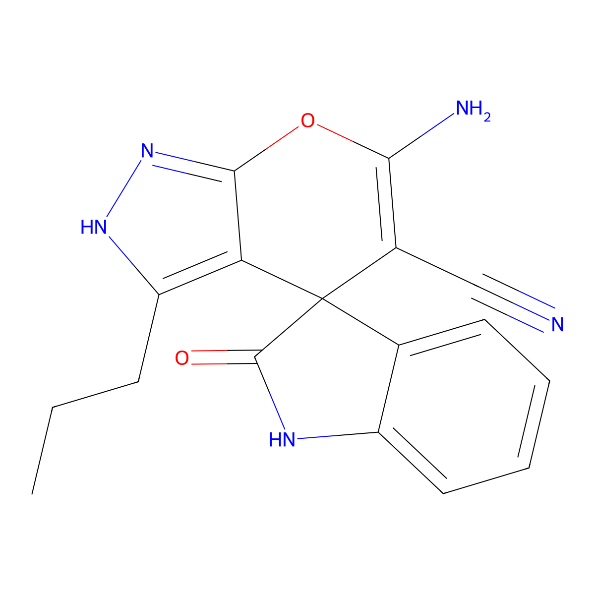 6'-amino-3'-propyl-1,1',3,4'-dihydro-2-oxospiro(2H-indole-3,4'-pyrano[2,3-c]pyrazole)-5'-carbonitrile molecular structure, CAS 309724-93-4