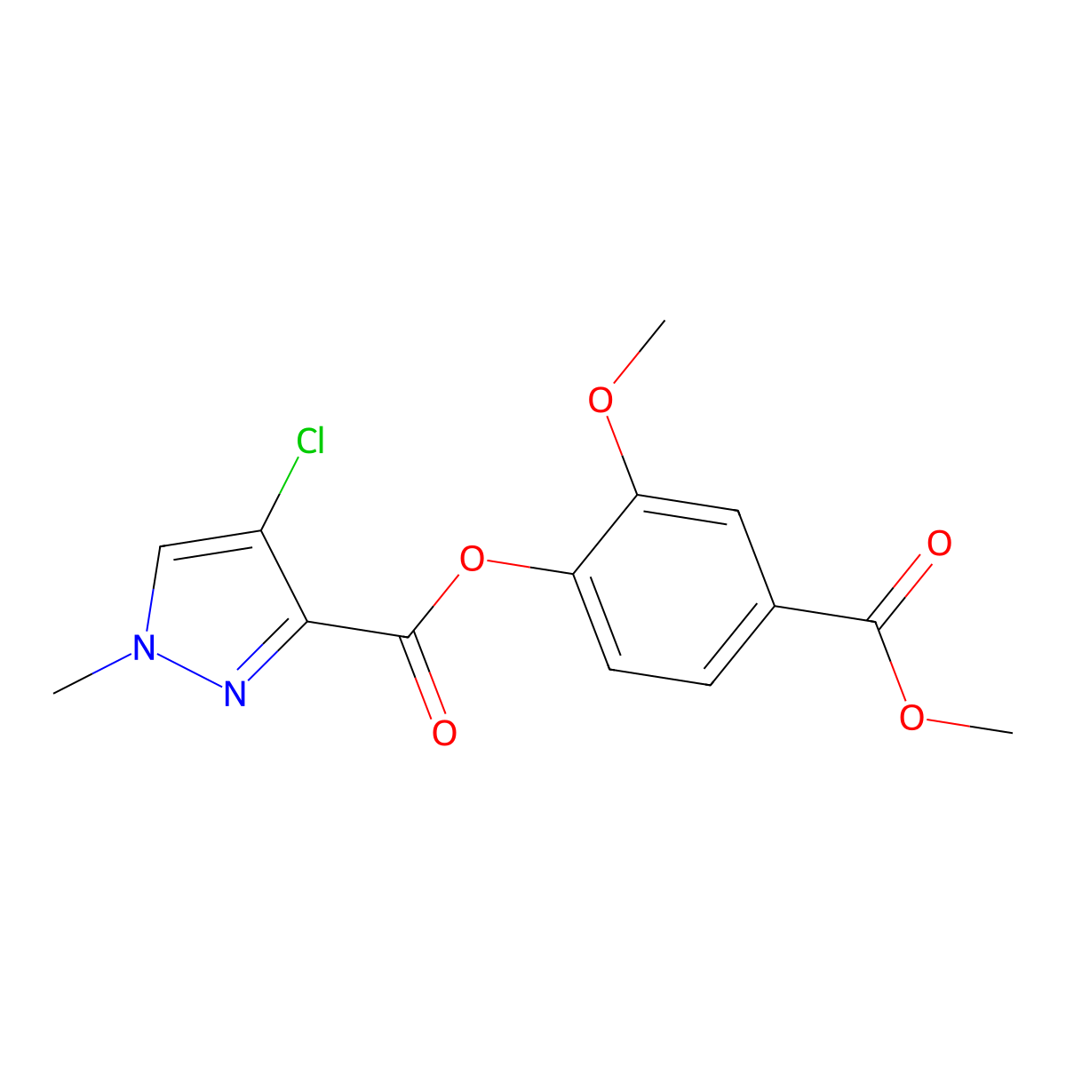 2-methoxy-4-(methoxycarbonyl)phenyl 4-chloro-1-methyl-1H-pyrazole-3-carboxylate molecular structure, CAS 309725-62-0