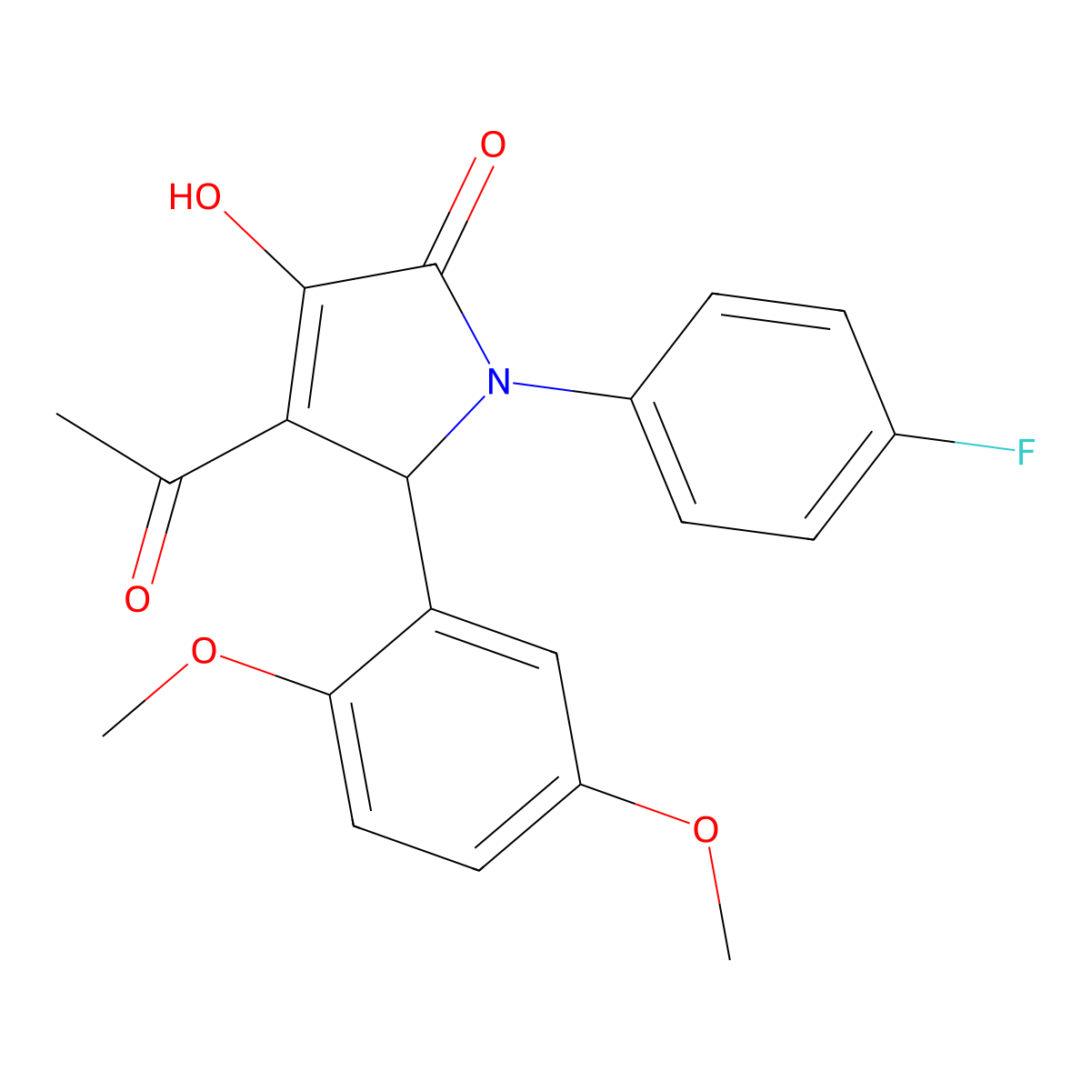 3-acetyl-2-(2,5-dimethoxyphenyl)-1-(4-fluorophenyl)-4-hydroxy-2H-pyrrol-5-one molecular structure, CAS 309725-68-6