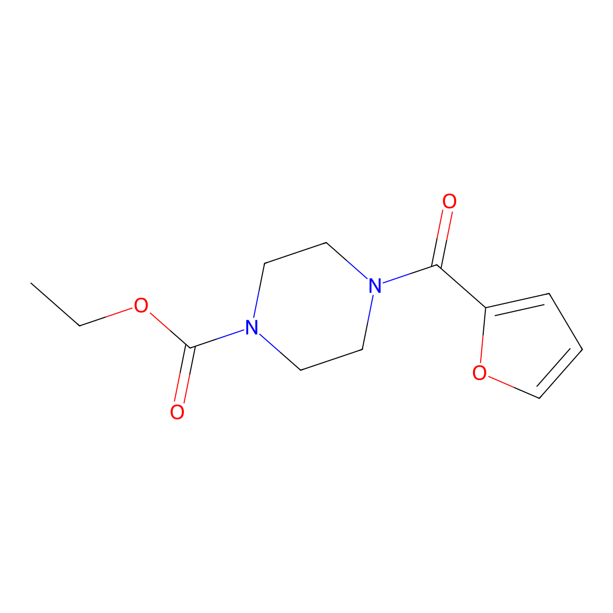 Ethyl 4-(furan-2-carbonyl)piperazine-1-carboxylate molecular structure, CAS 309726-32-7