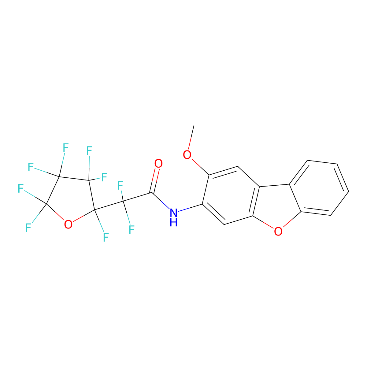 2,2-Difluoro-2-(2,3,3,4,4,5,5-heptafluorotetrahydro-2-furanyl)-N-(2-methoxydibenzo[b,d]furan-3-yl)acetamide molecular structure, CAS 309727-06-8