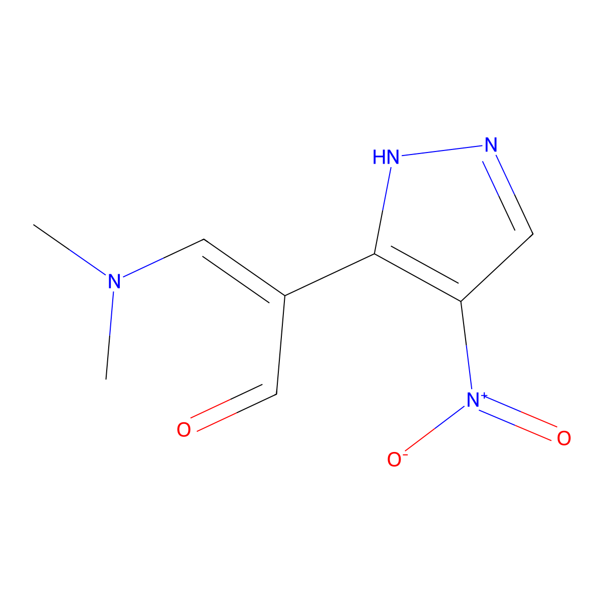 3-(dimethylamino)-2-(4-nitro-1H-pyrazol-5-yl)prop-2-enal molecular structure, CAS 309727-44-4