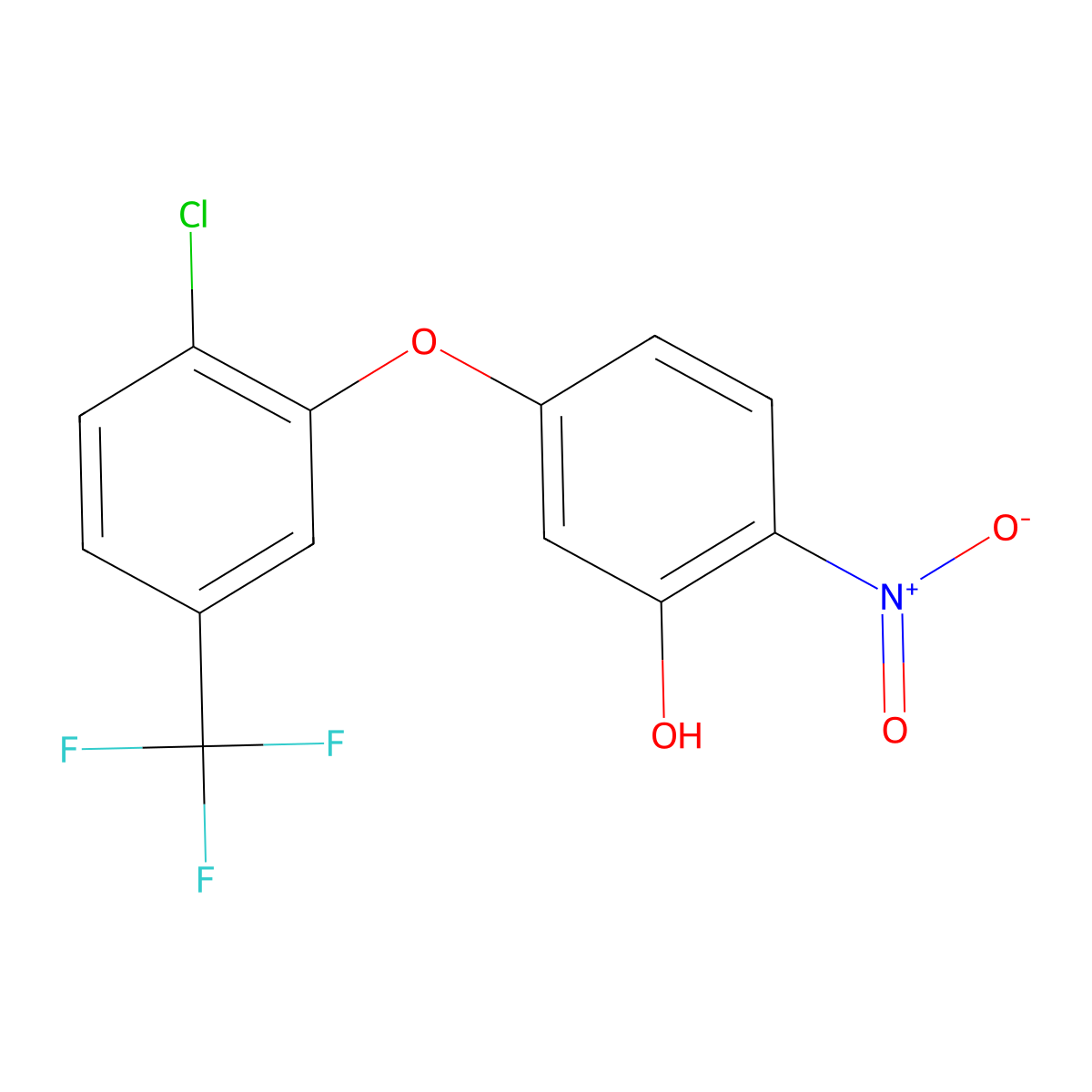 5-[2-Chloro-5-(trifluoromethyl)phenoxy]-2-nitrophenol molecular structure, CAS 309727-48-8