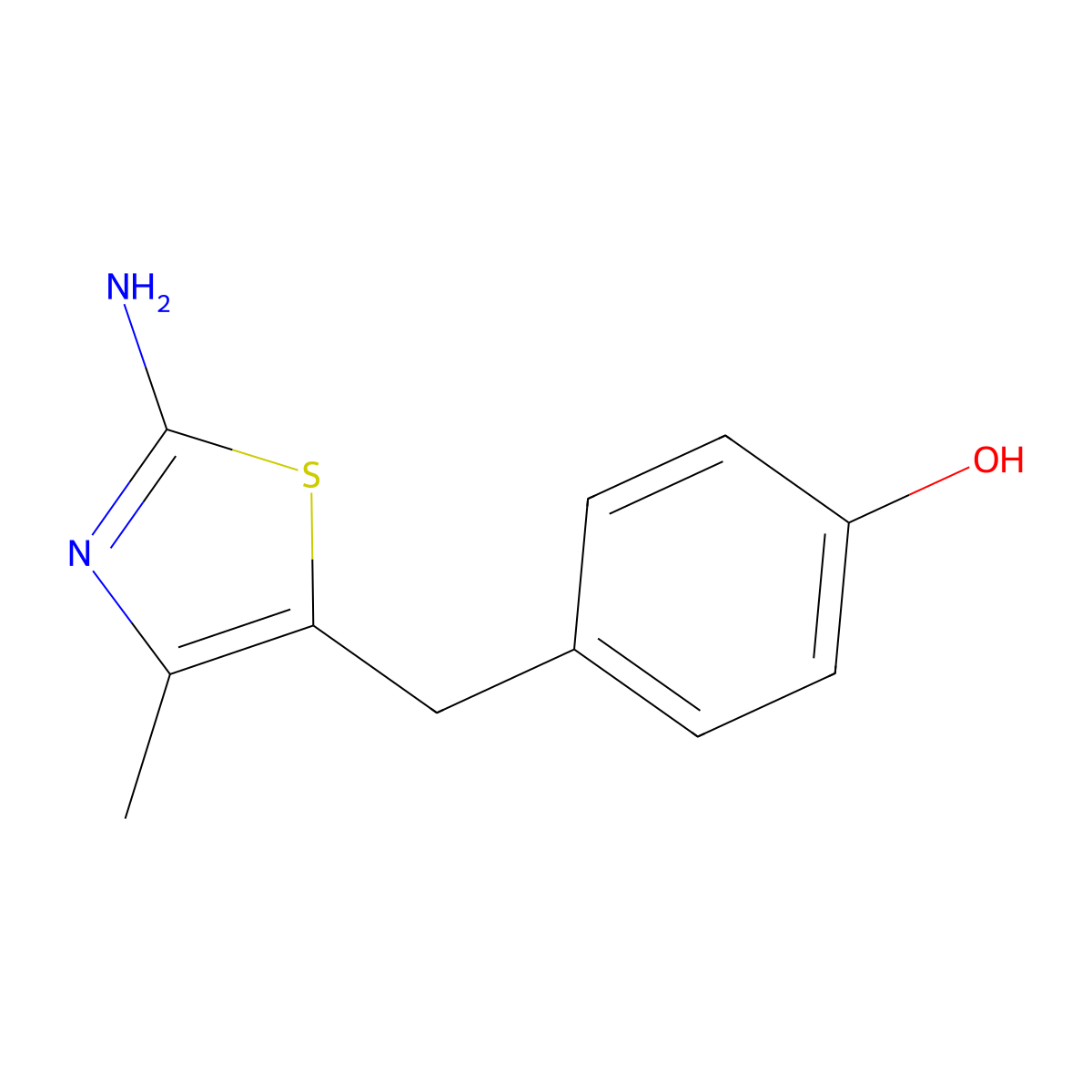 4-((2-Amino-4-methyl-5-thiazolyl)methyl)phenol molecular structure, CAS 309727-50-2