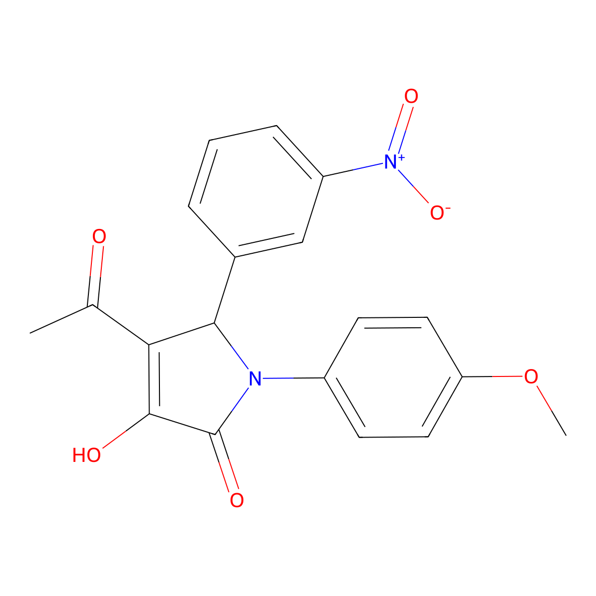 3-acetyl-4-hydroxy-1-(4-methoxyphenyl)-2-(3-nitrophenyl)-2H-pyrrol-5-one molecular structure, CAS 309727-56-8