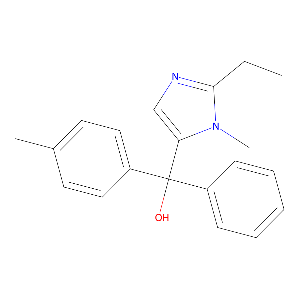 (2-Ethyl-1-methyl-1H-imidazol-5-yl)(4-methylphenyl)phenylmethanol molecular structure, CAS 309731-05-3