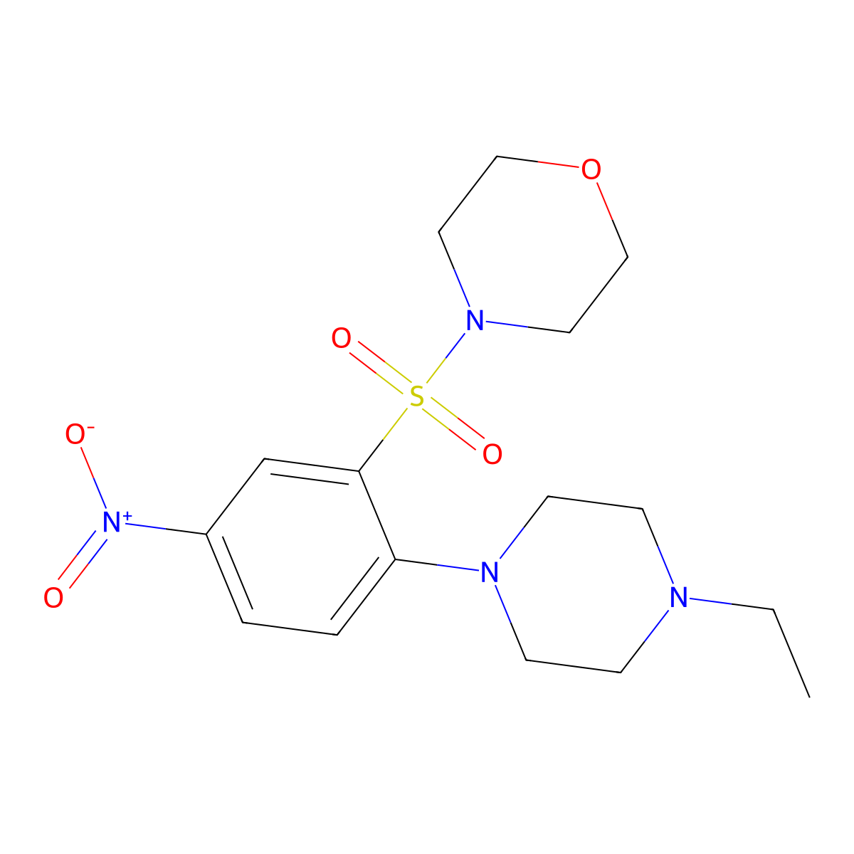 4-[2-(4-Ethylpiperazin-1-yl)-5-nitrophenyl]sulfonylmorpholine molecular structure, CAS 309731-13-3