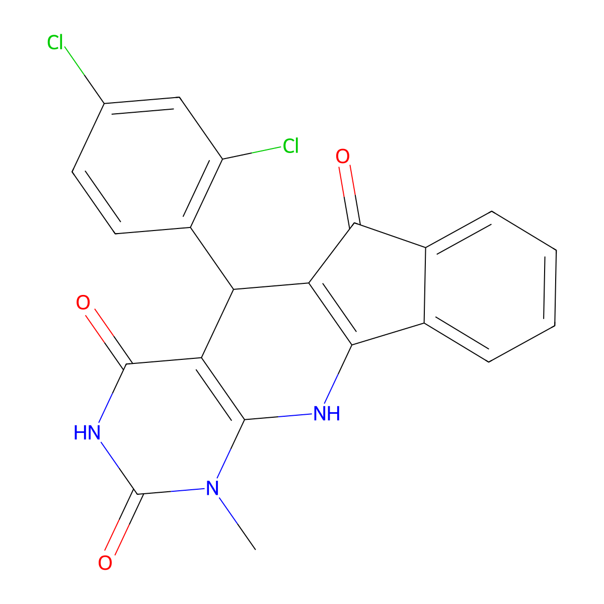 5-(2,4-dichlorophenyl)-1-methyl-5,11-dihydro-1H-indeno[2',1':5,6]pyrido[2,3-d]pyrimidine-2,4,6(3H)-trione molecular structure, CAS 309731-14-4