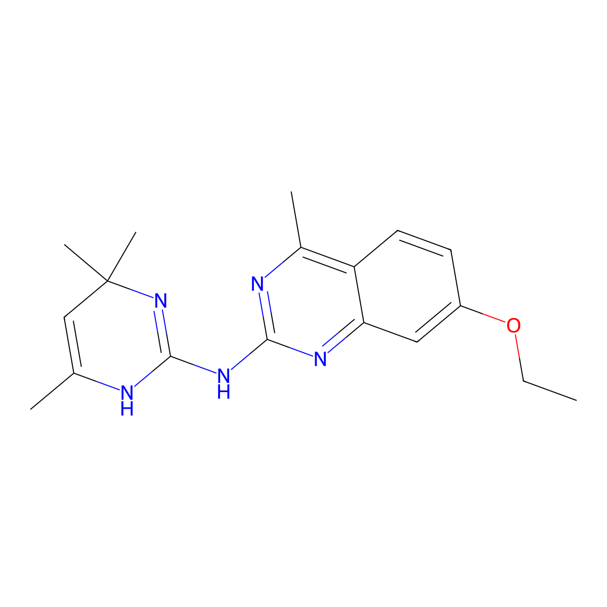(7-Ethoxy-4-methylquinazolin-2-yl)(4,4,6-trimethyl-1,4-dihydropyrimidin-2-yl)amine molecular structure, CAS 309731-36-0